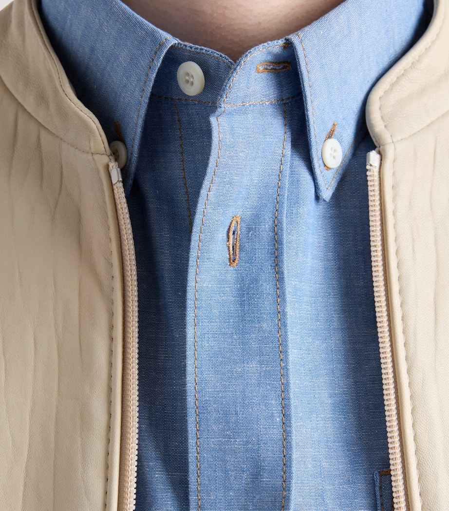 Prada Mens Cotton Chambray Shirt Blue Image 3