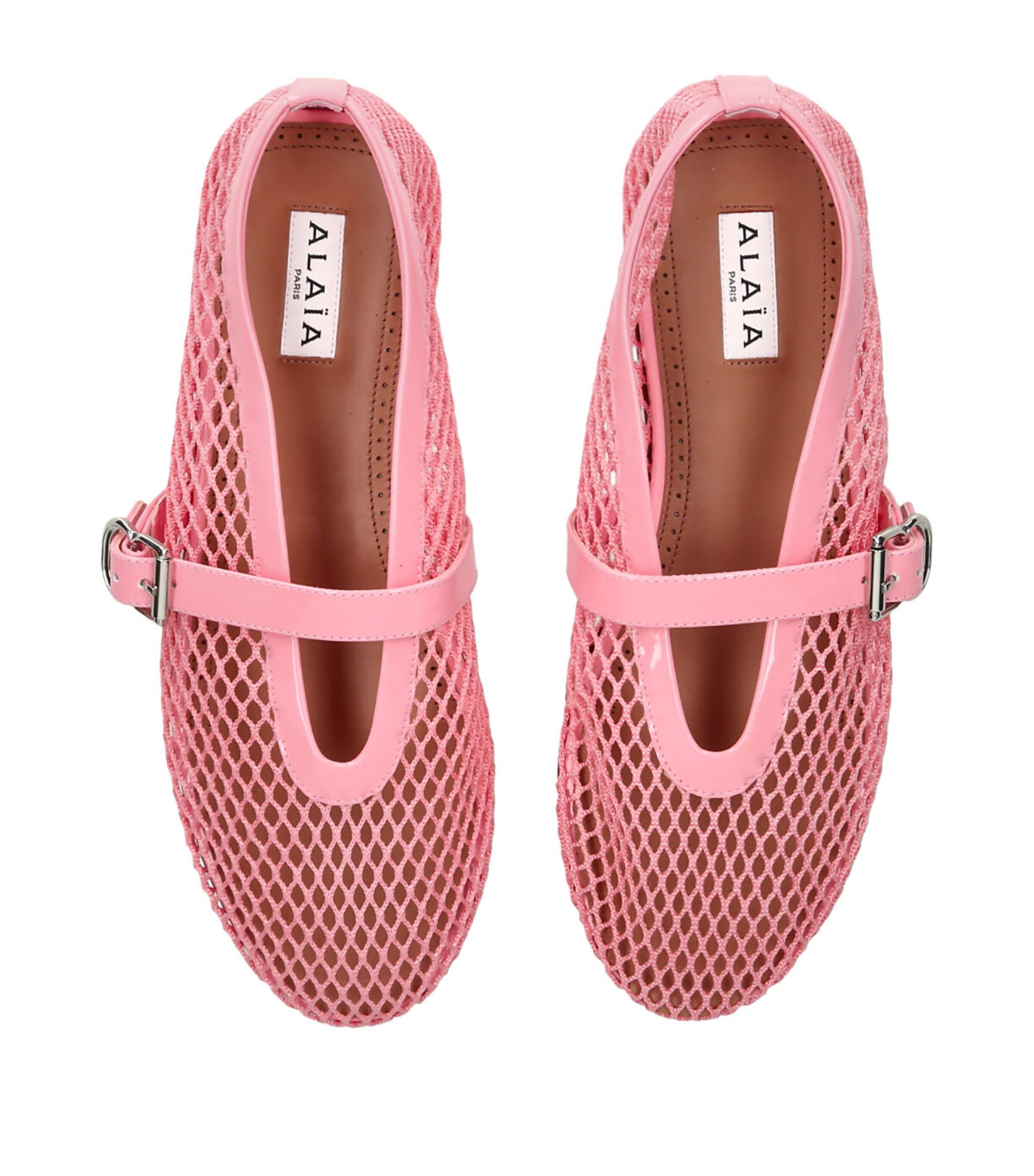 Alaïa Leather Mesh Ballet Flats Pink Image 4