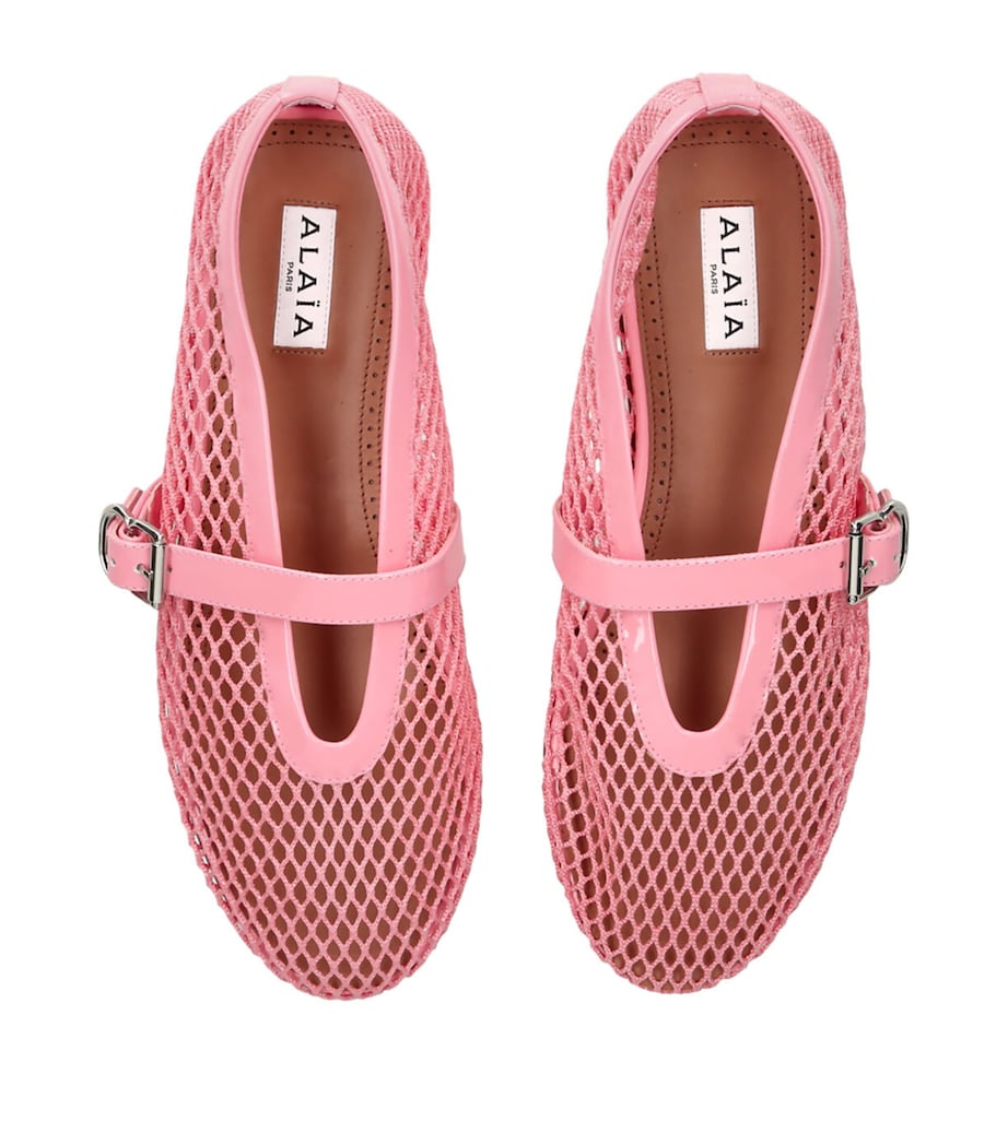 Alaïa Leather Mesh Ballet Flats Pink Image 4