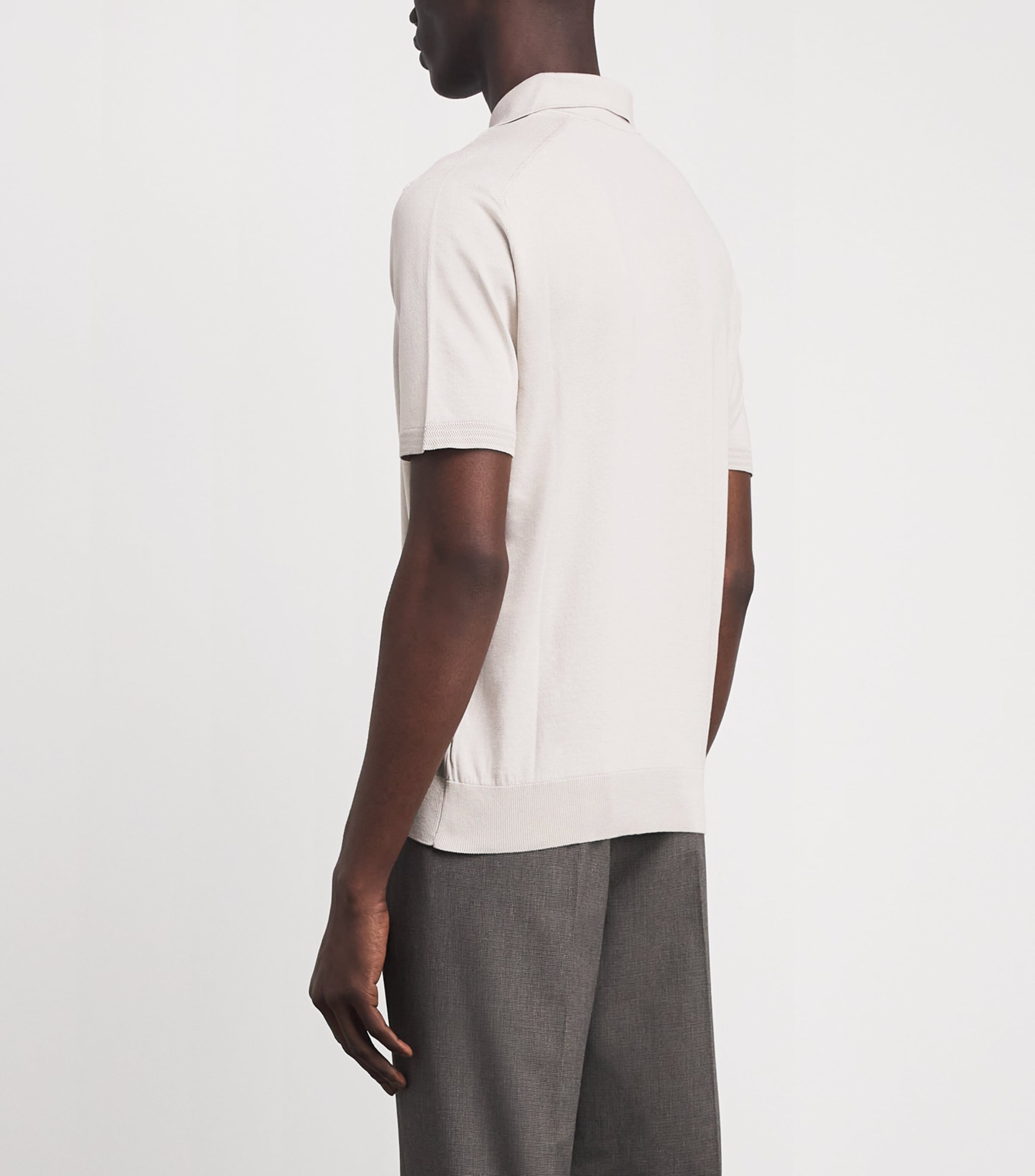Colombo Mens Silk Polo Sweater Beige Image 5