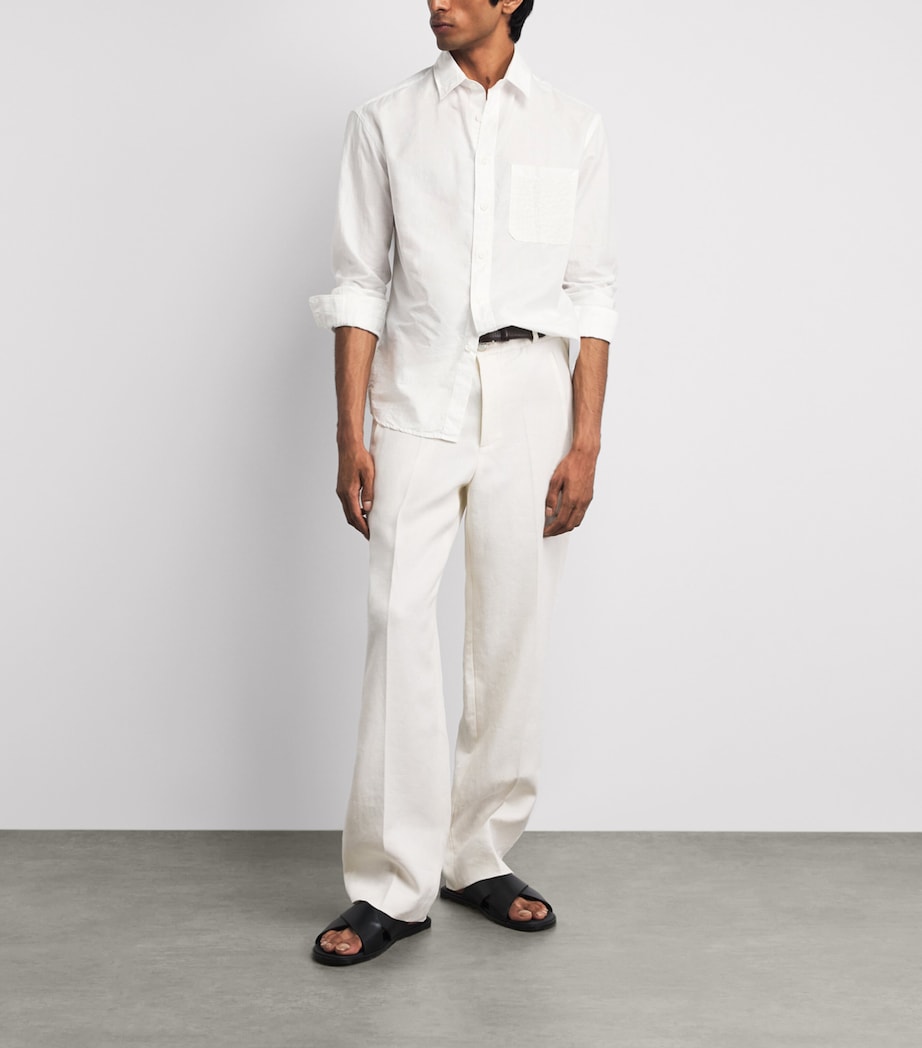 Canali Mens Linen-Cotton Embroidered Shirt Image 2