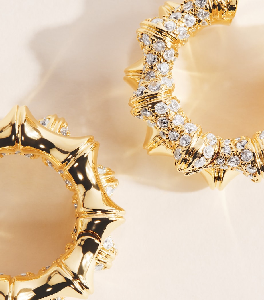 Eddie Borgo Gold-Plated Pavé Bambù Hoop Earrings Gold Image 5