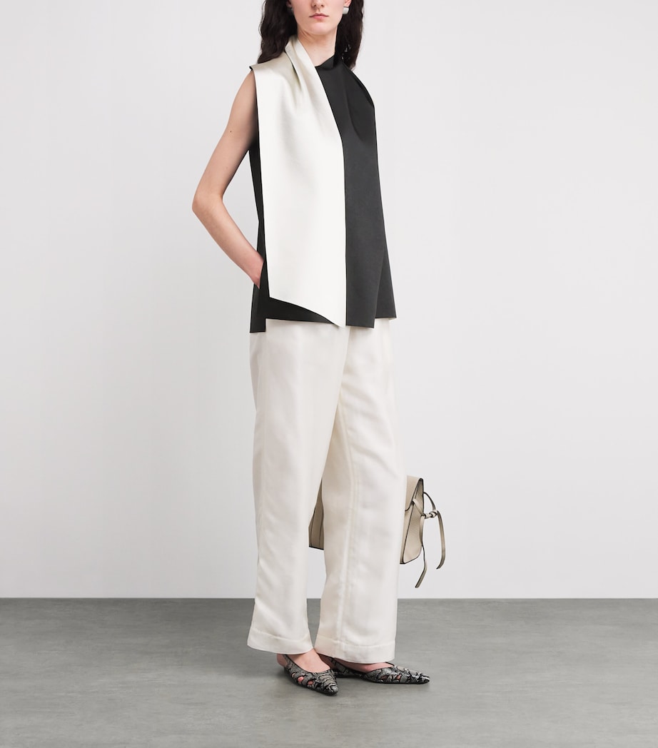 Scarf-Detail Blouse BLACK/IVORY Image 2