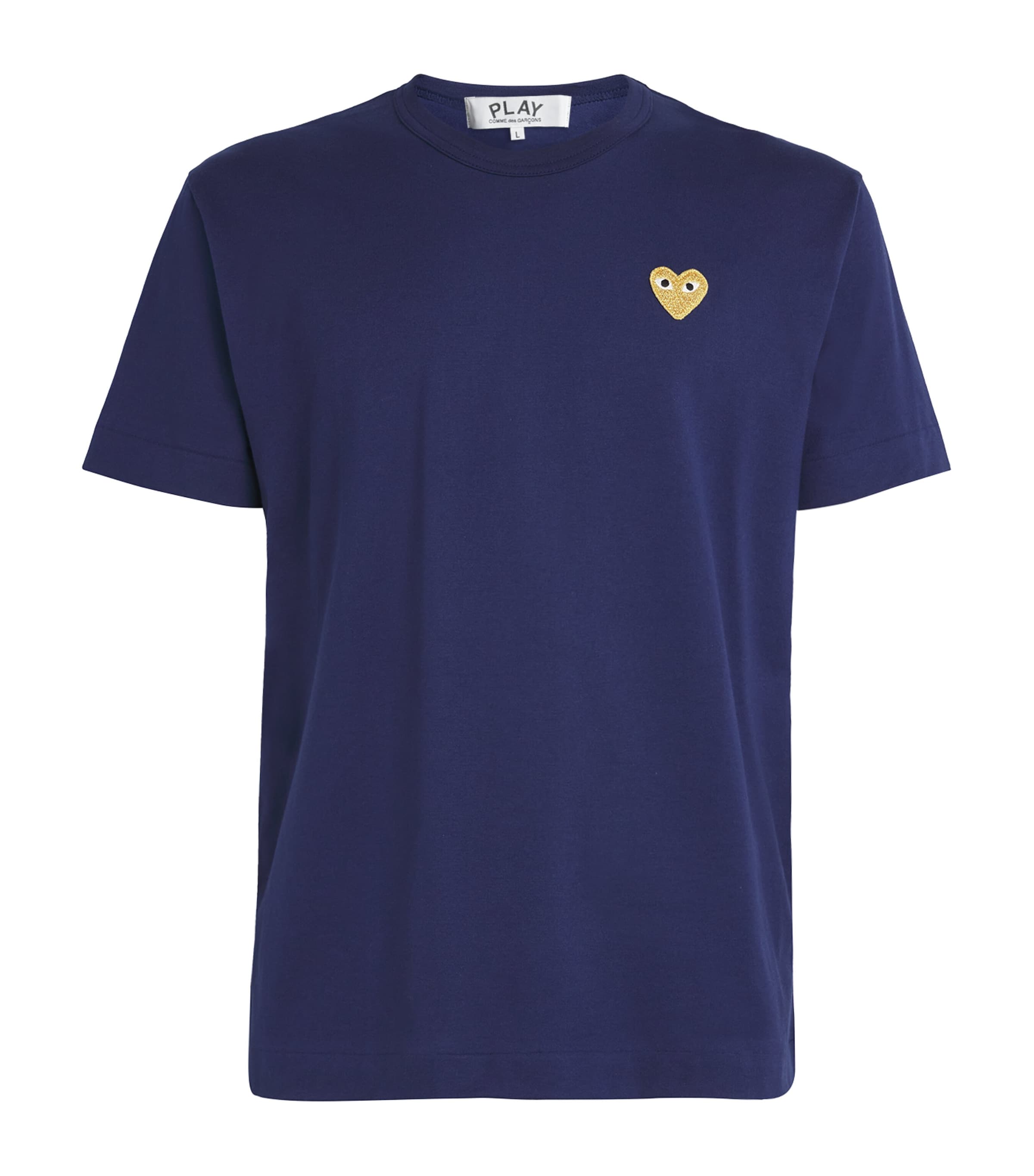 Comme Des Garçons Play Embroidered Heart T-shirt In Navy