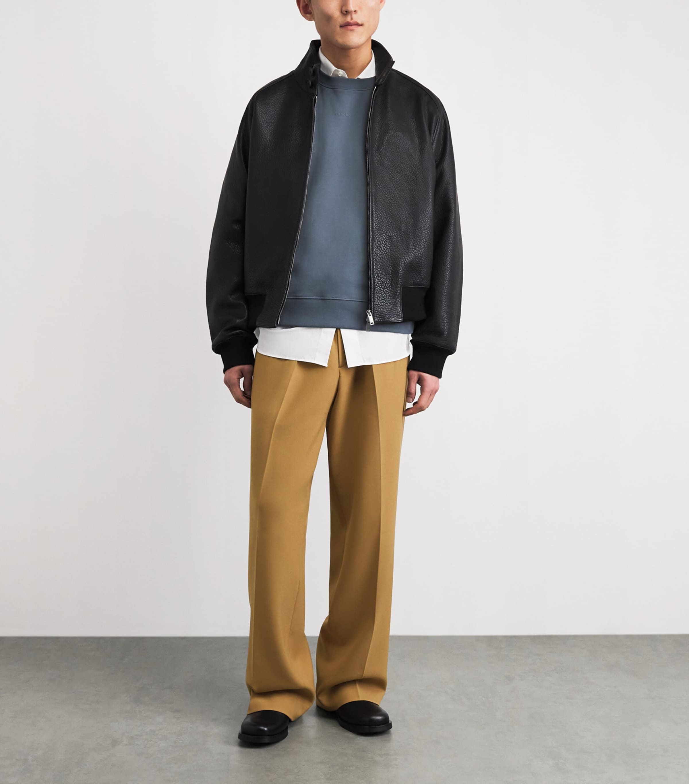 Sandro Paris Mens Jersey Wide-Leg Trousers Nut Image 2