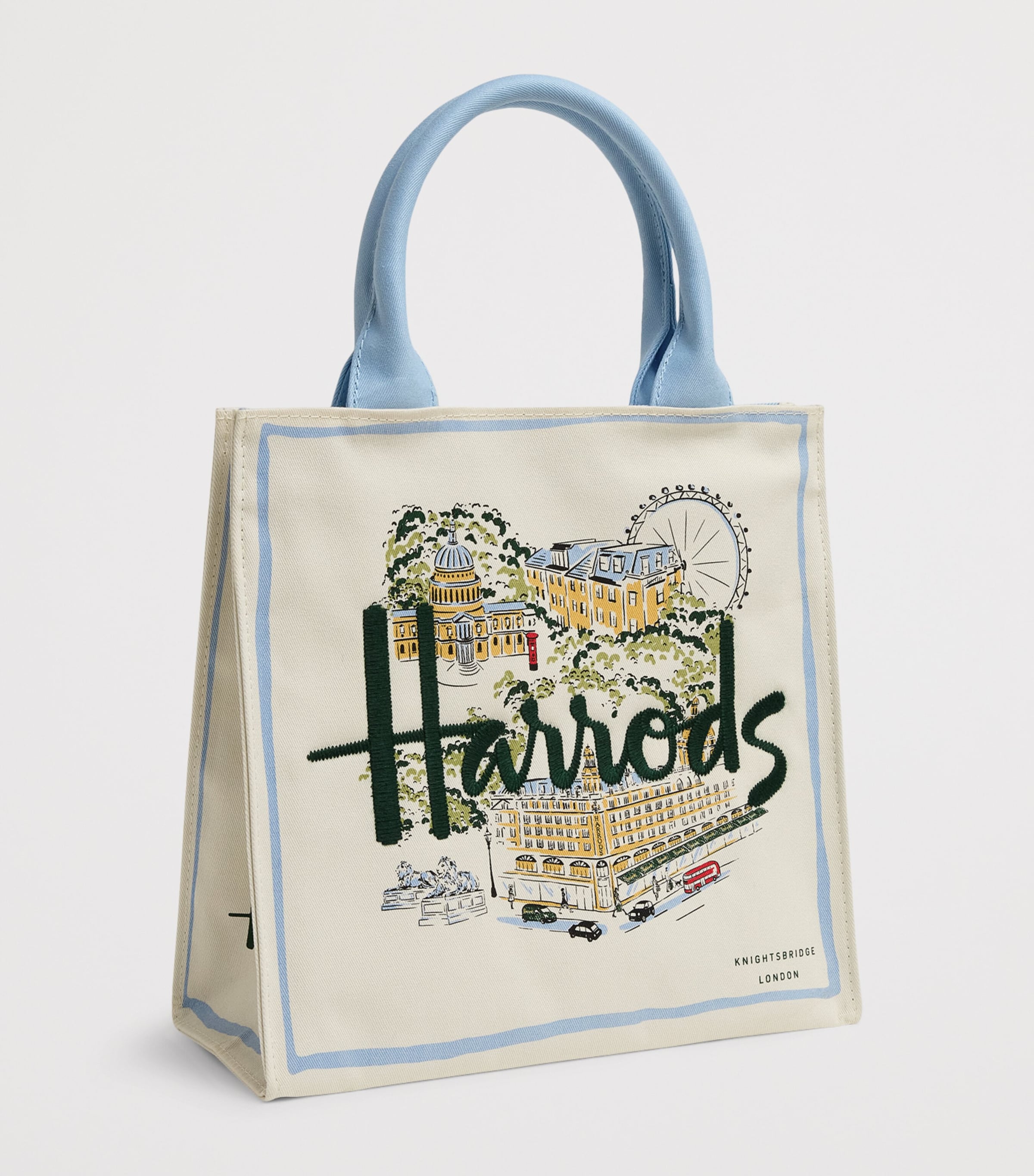 Harrods Small Canvas City Stories Tote Bag Ivory Image 2