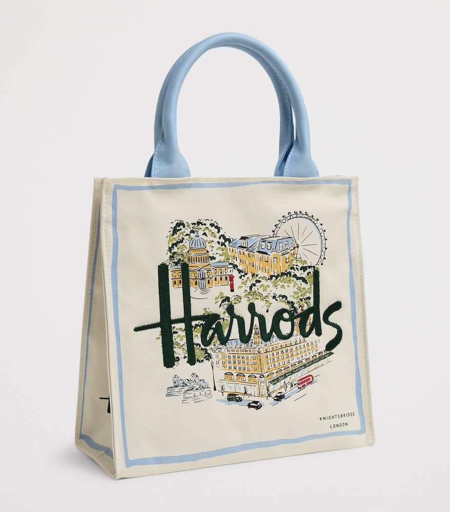 Harrods Small Canvas City Stories Tote Bag Ivory Image 2