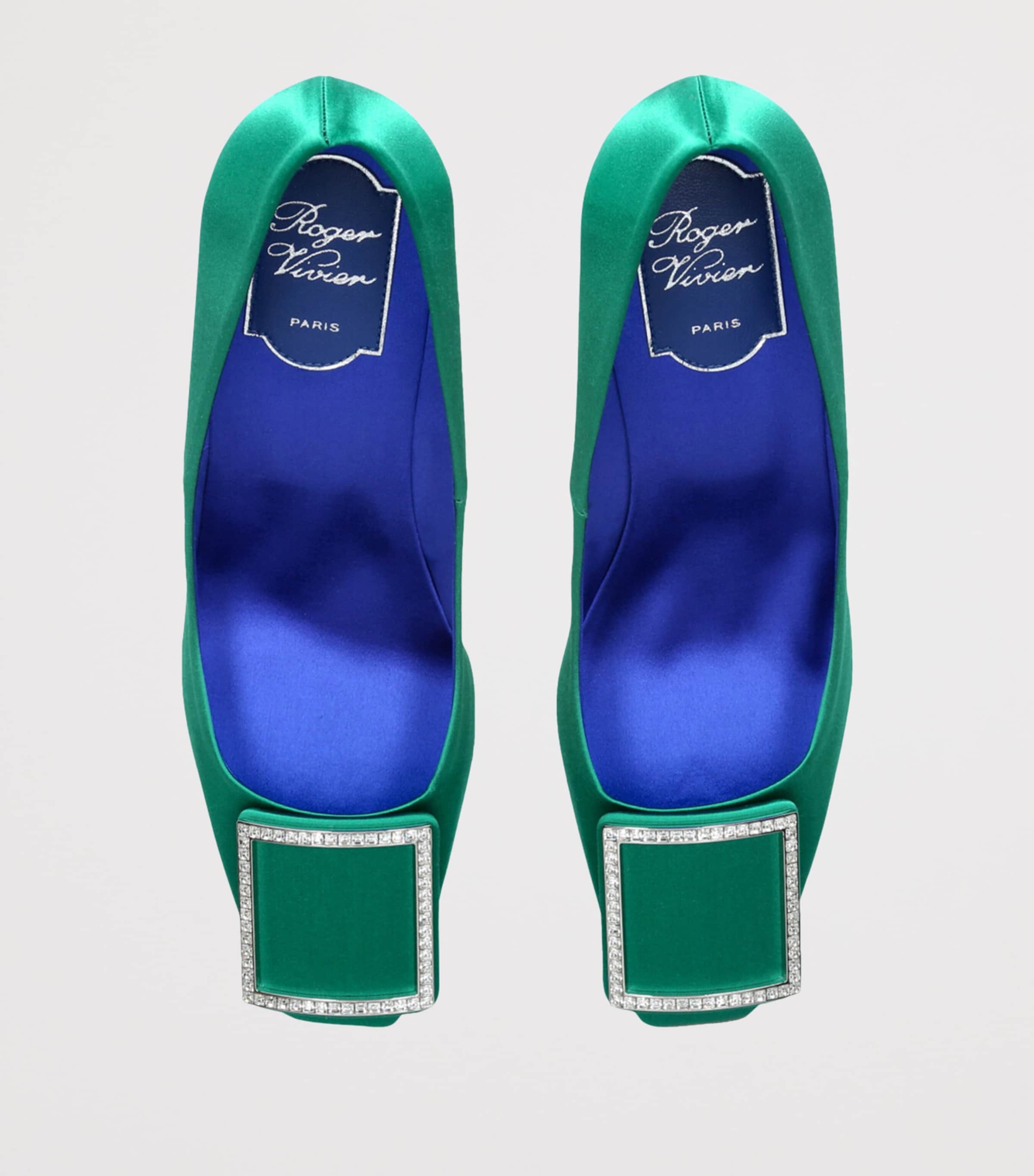 Roger Vivier Buckle-Detail Strass Trompette Pumps 70 Green Image 4