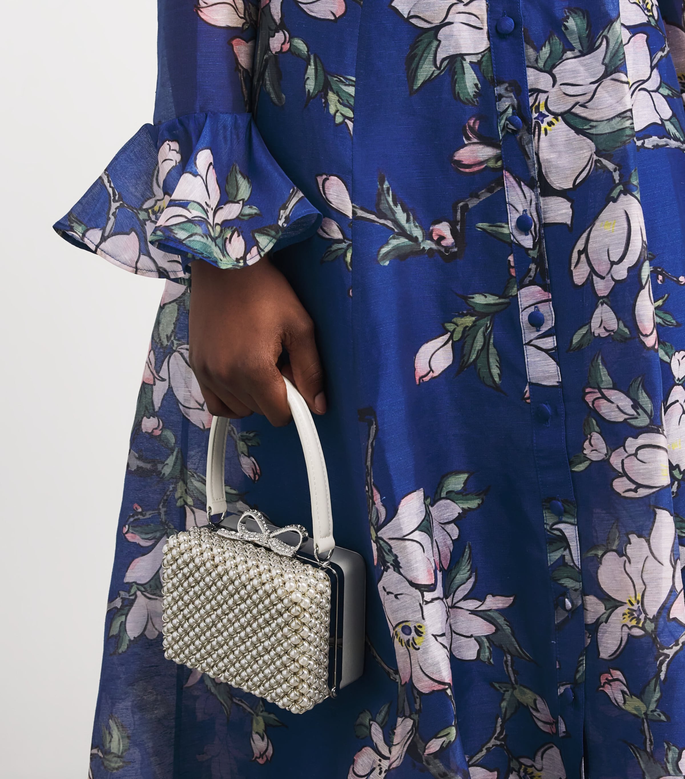 Linen-Blend Floral Katrina Midi Dress MDNGHT MAGNOLIA PRNT Image 6