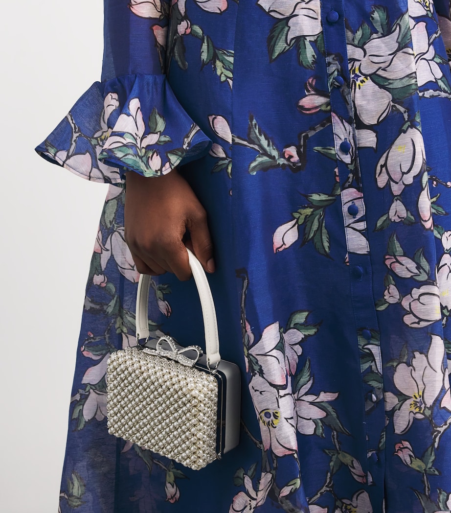 Linen-Blend Floral Katrina Midi Dress MDNGHT MAGNOLIA PRNT Image 6