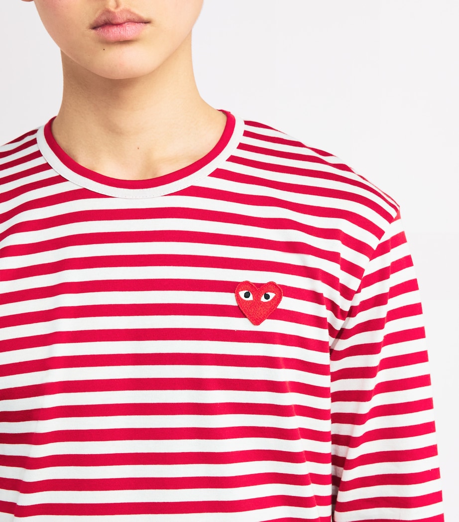 Striped Heart Logo T-Shirt RED/WHITE Image 6