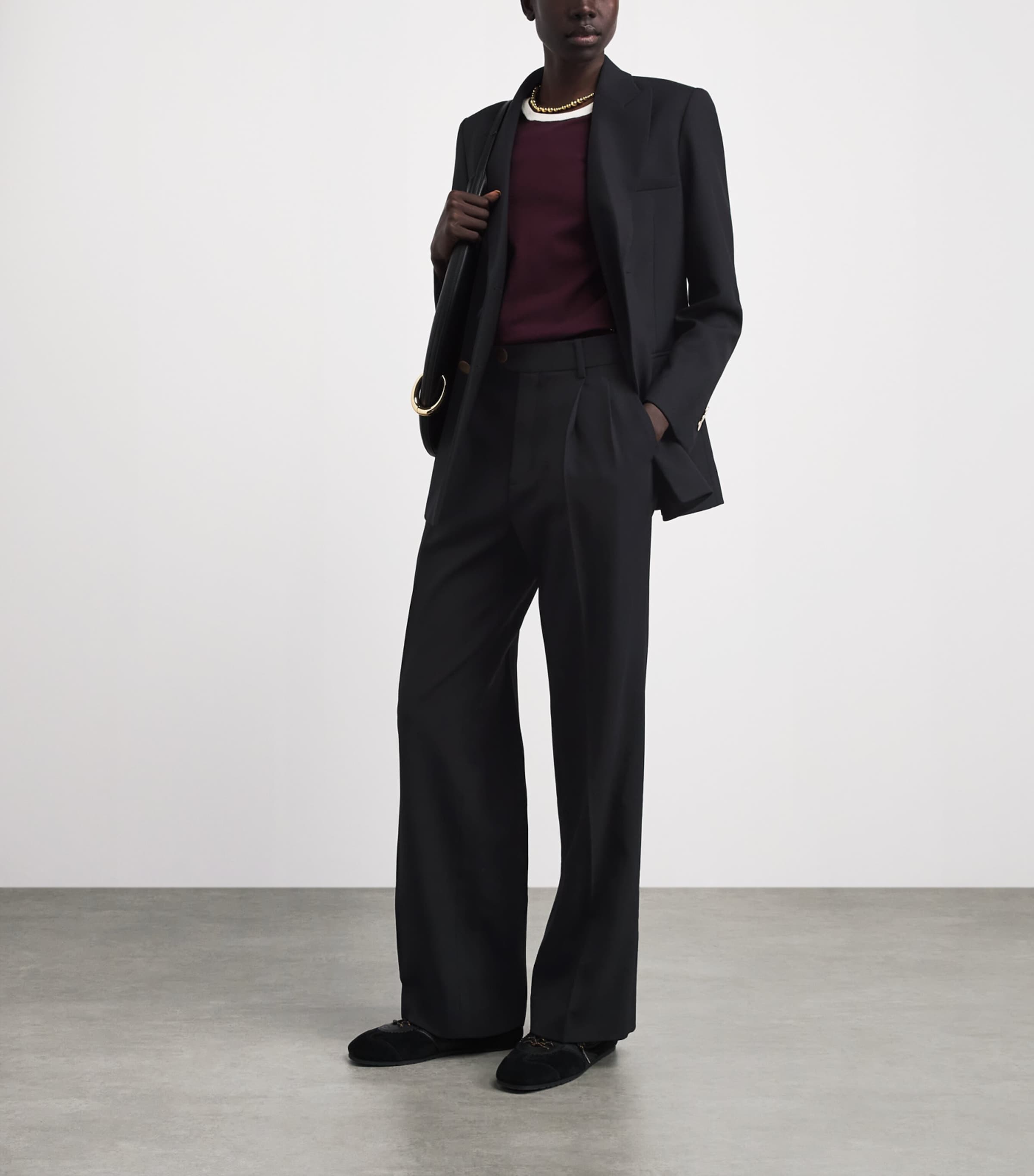 Sandro Paris Womens Wool Pleated Trousers Black Image 2