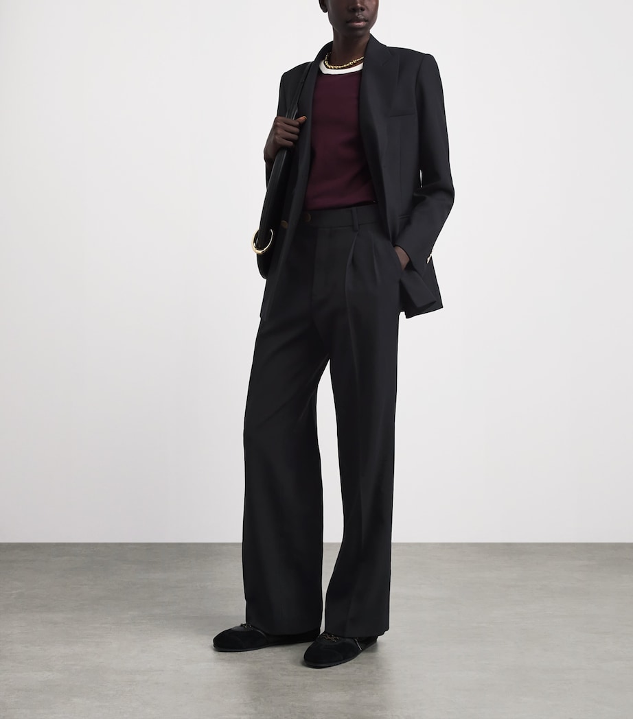 Sandro Paris Womens Wool Pleated Trousers Black Image 2