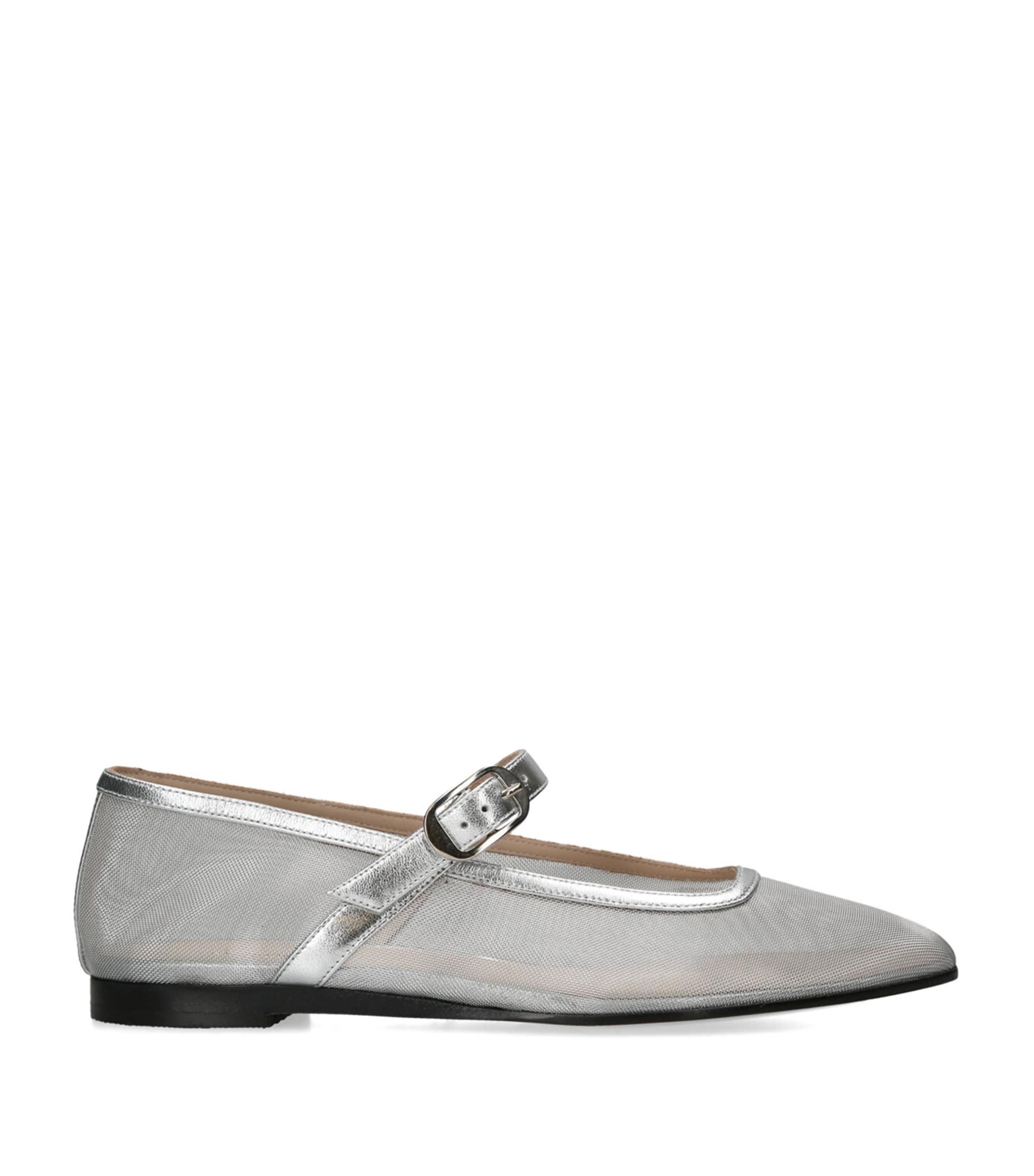 Shop Le Monde Beryl Mesh Mary Jane Ballet Flats In Silver