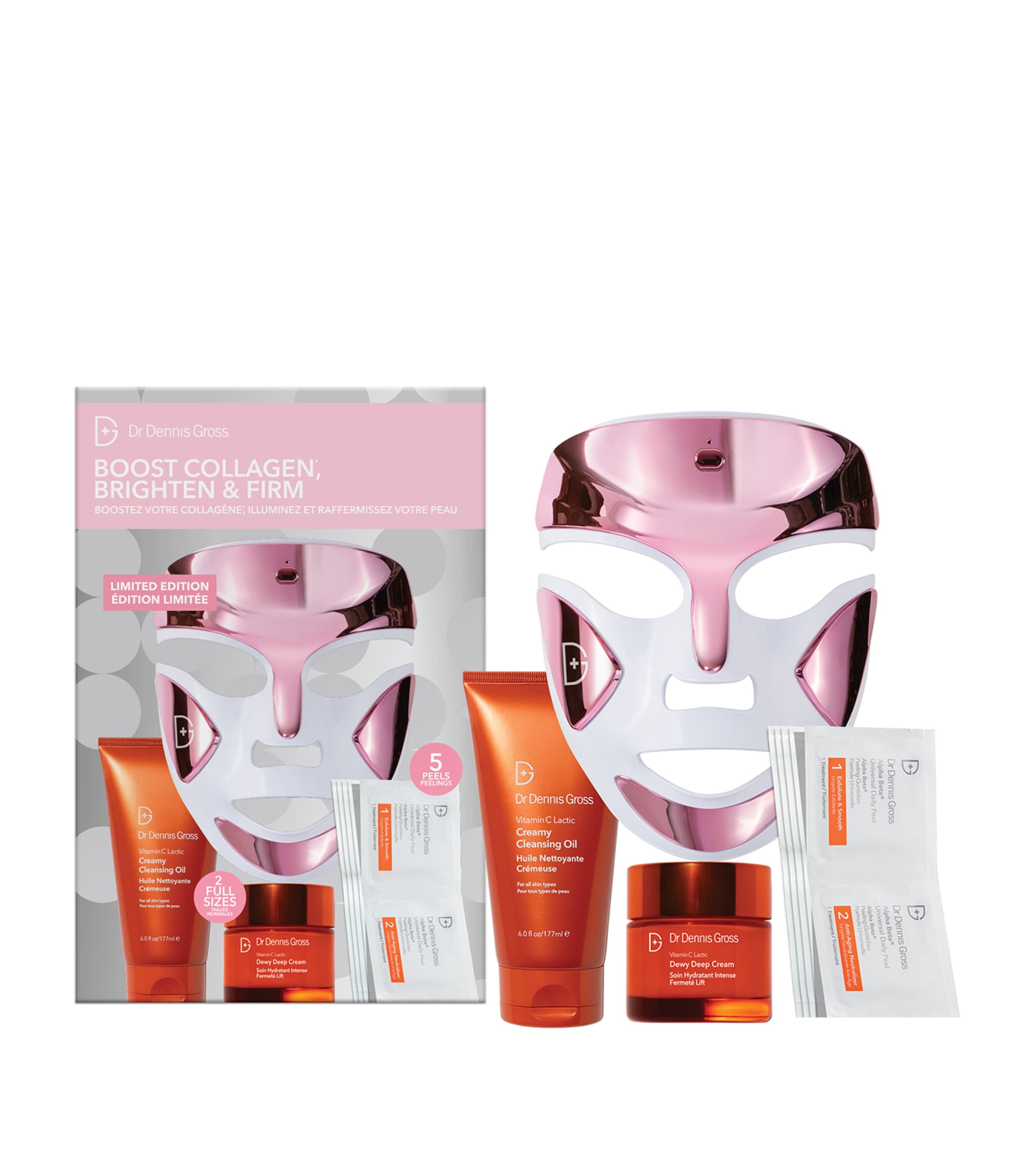 Dr Dennis Gross Boost Collagen, Brighten & Firm Led Set In Pink