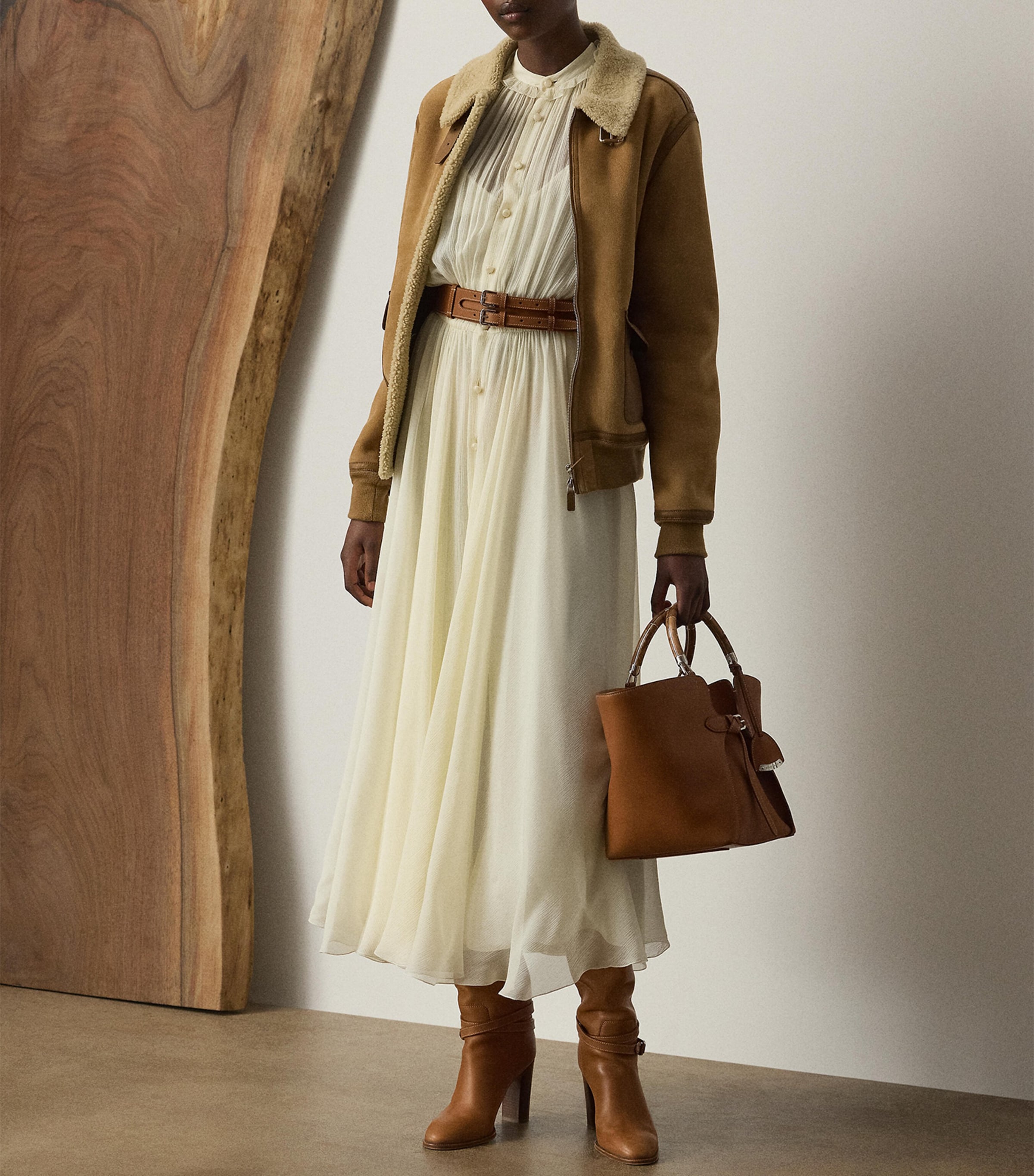 Mulberry Silk Grantly Midi Shirt Dress LUX CREAM Image 6