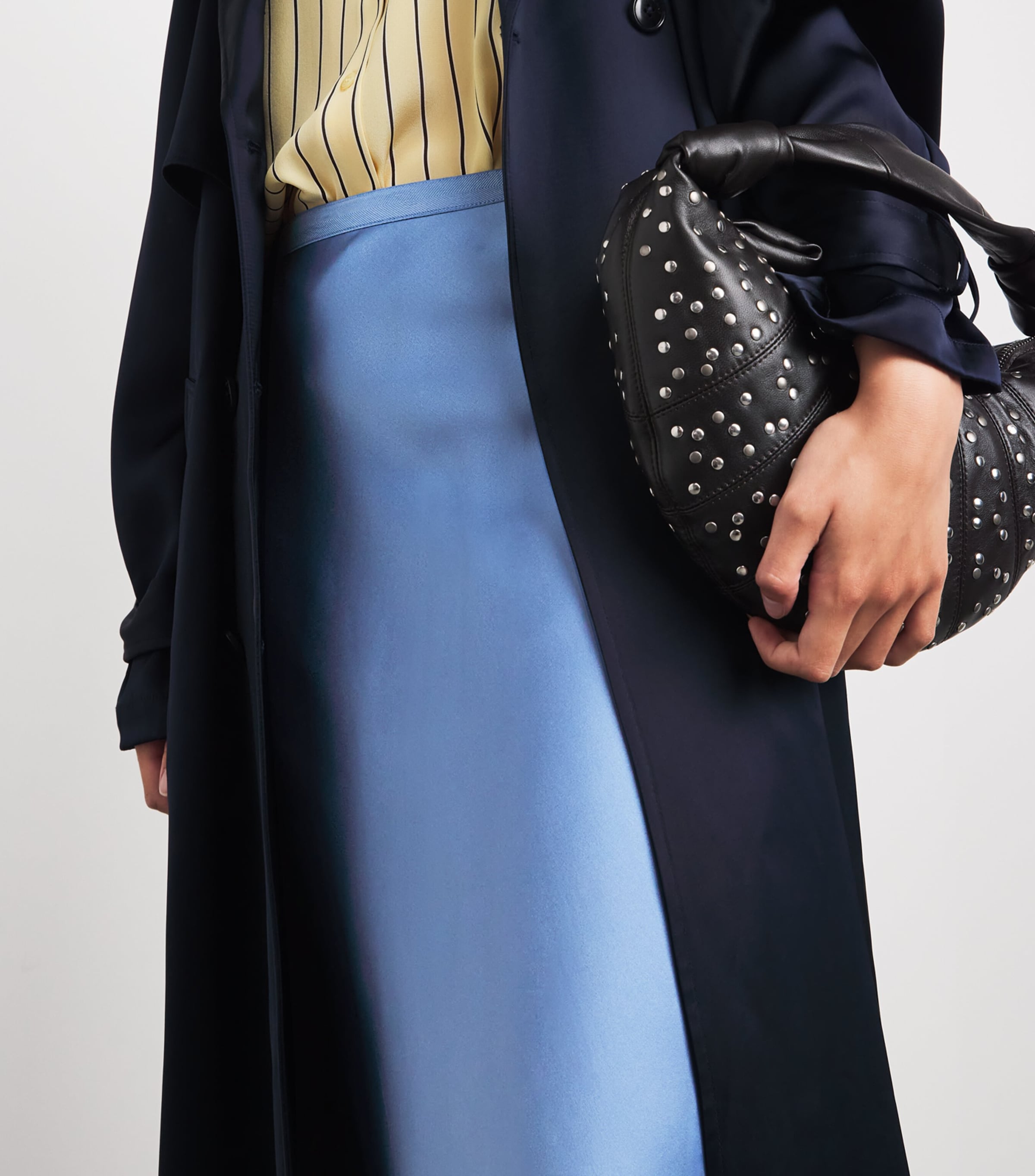 ANINE BING Womens Silk Bar Midi Skirt Blue Image 3