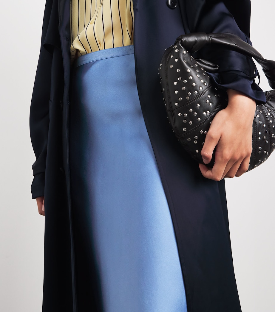 ANINE BING Womens Silk Bar Midi Skirt Blue Image 3