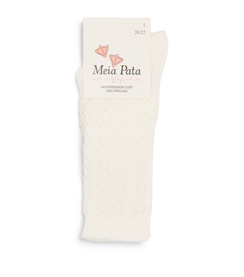 Cotton-Blend Pointelle Knee-High Socks 35 IVORY Image 1