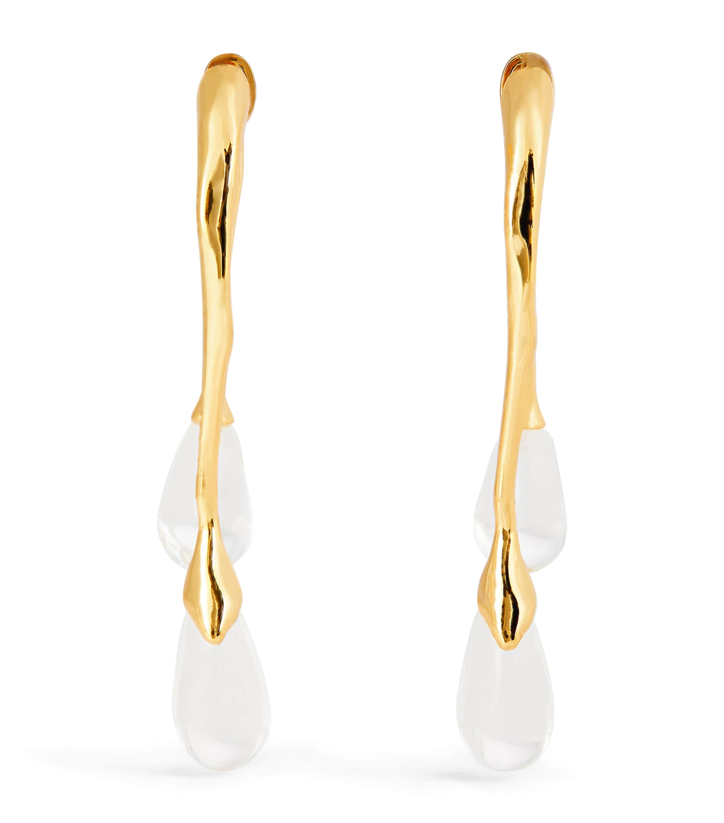 Shop Alexis Bittar Gold Plated And Lucite Front-back Double Drop Earrings