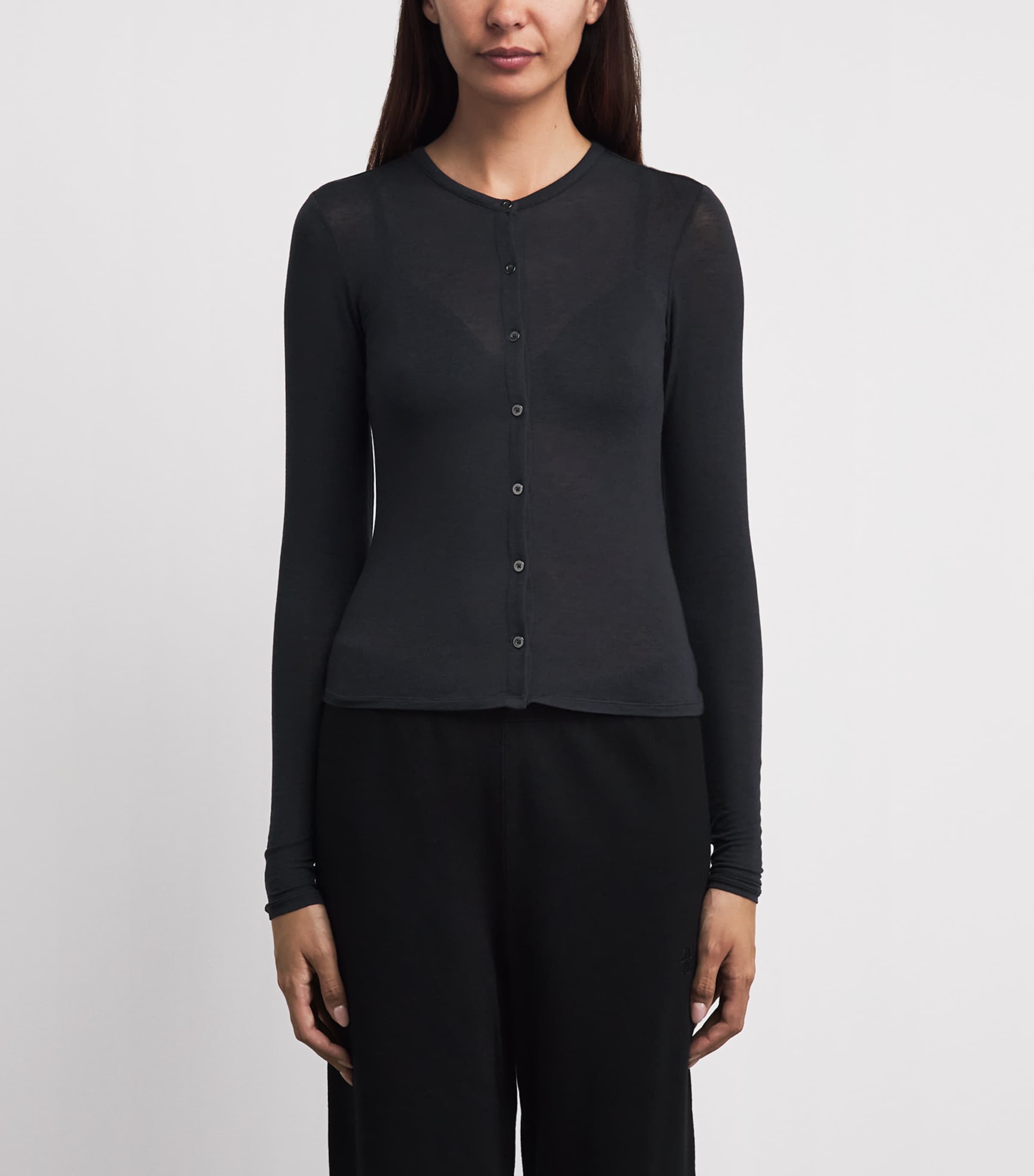 Skims Womens Sheer Modal Cardigan Onyx Image 4