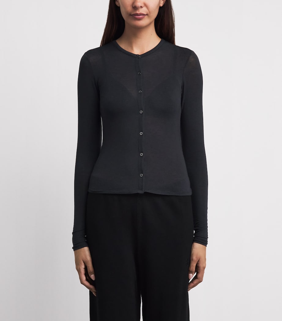 Skims Womens Sheer Modal Cardigan Onyx Image 4