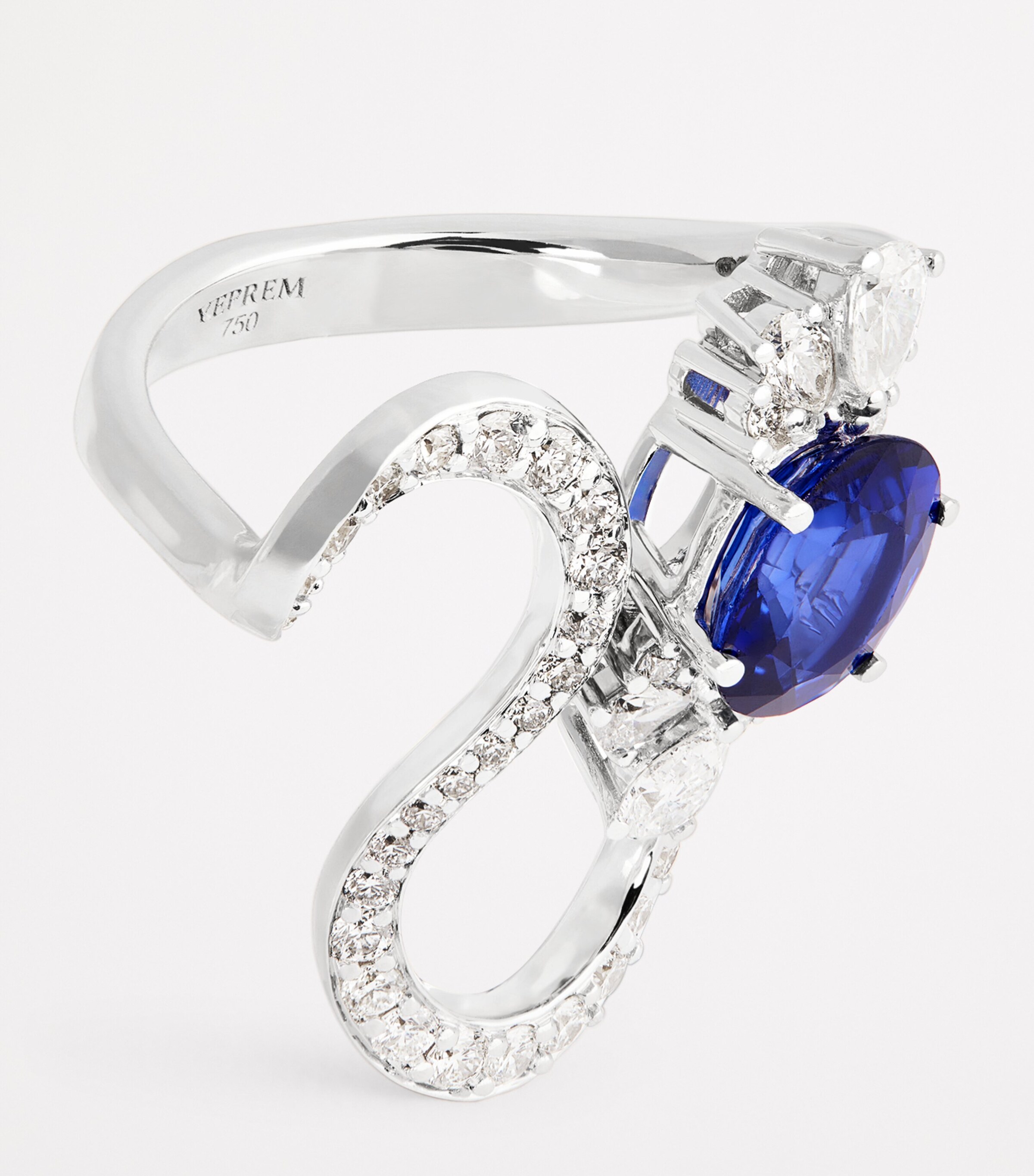 Yeprem White Gold, Diamond and Sapphire Reign Supreme Ring White Gold Image 4