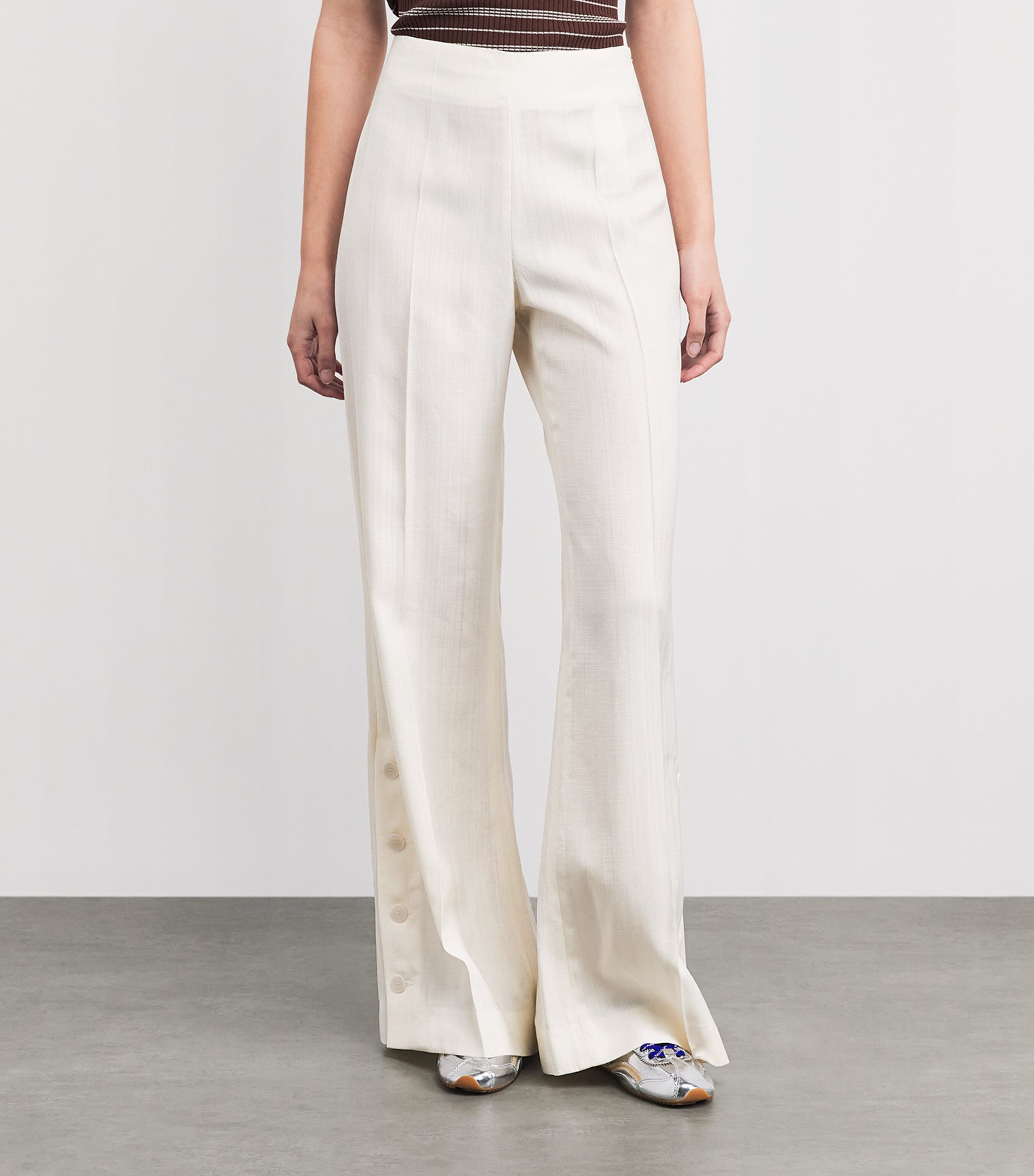 Sandro Paris Womens Flared Tailored Trousers Ecru Image 4