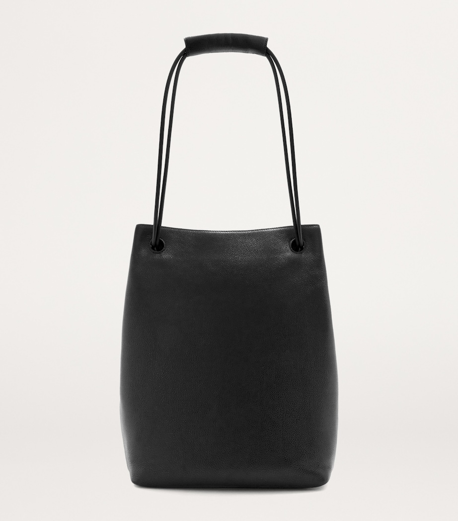 Leather Pebble Shoulder Bag BLACK Image 3