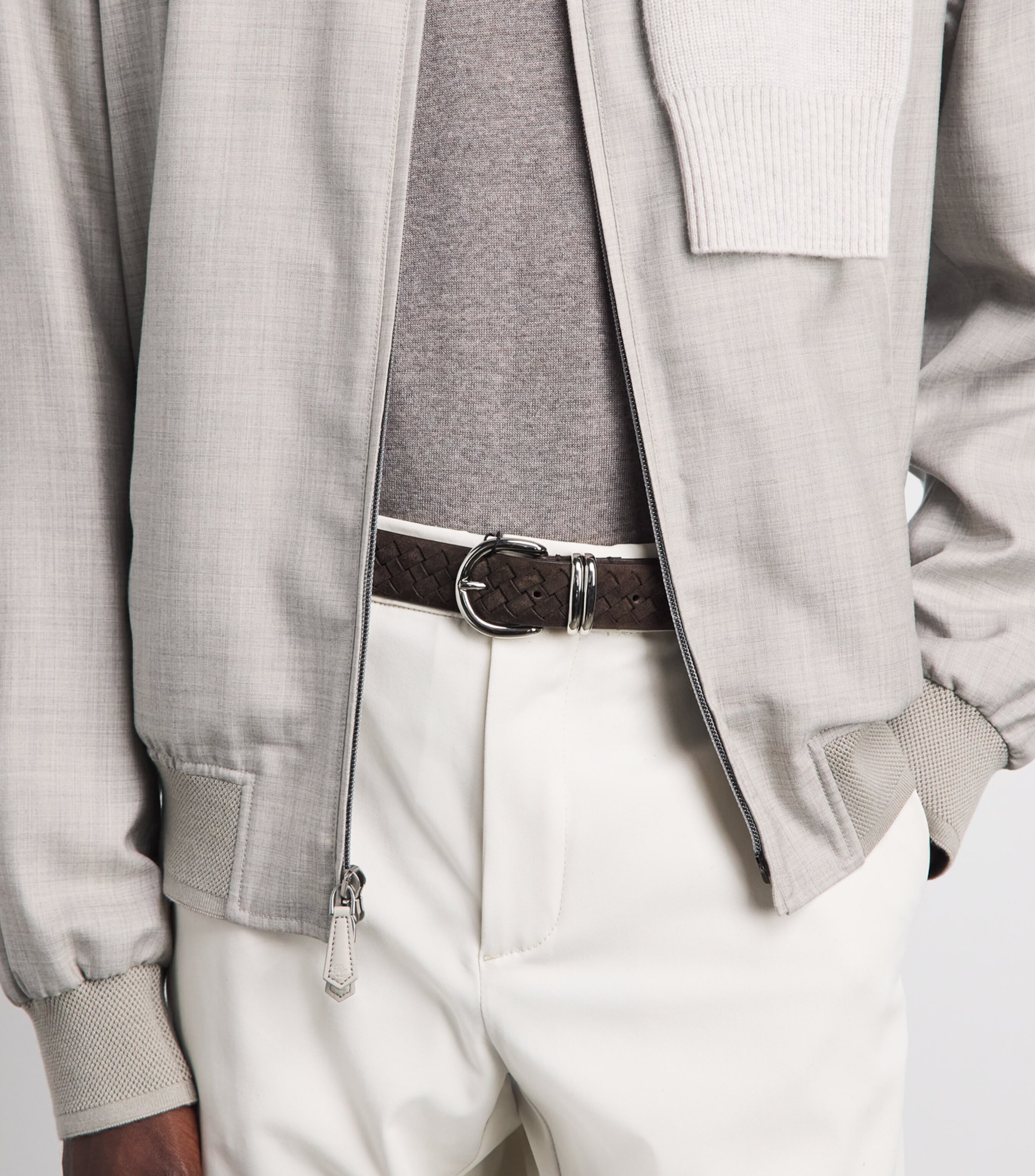 Ralph Lauren Purple Label Mens Cashmere-Silk Felton Bomber Jacket Cream/pearl Grey Image 3
