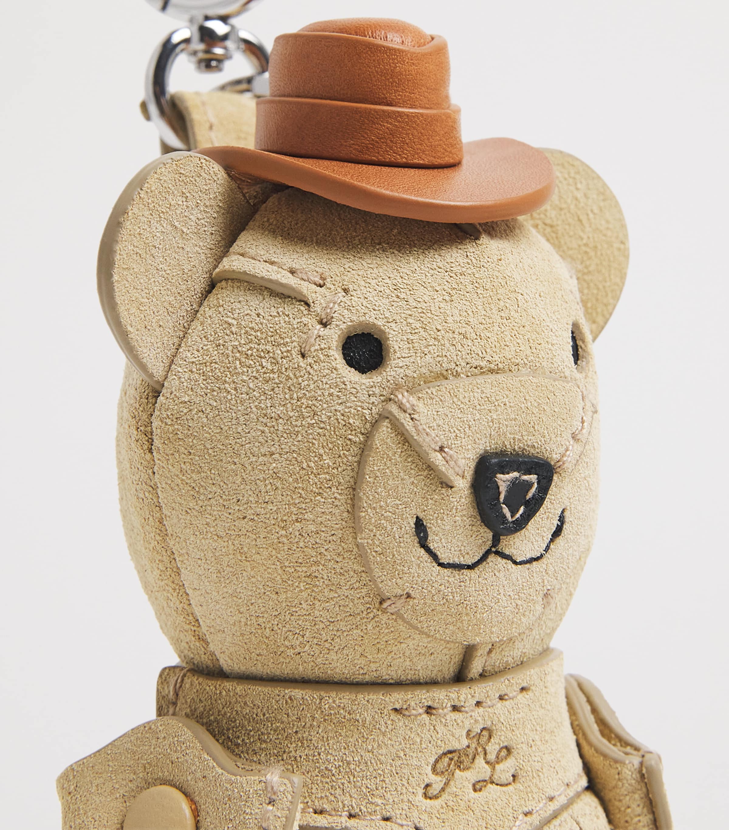 Polo Ralph Lauren Suede Western Polo Bear Bag Charm Cashew Image 2