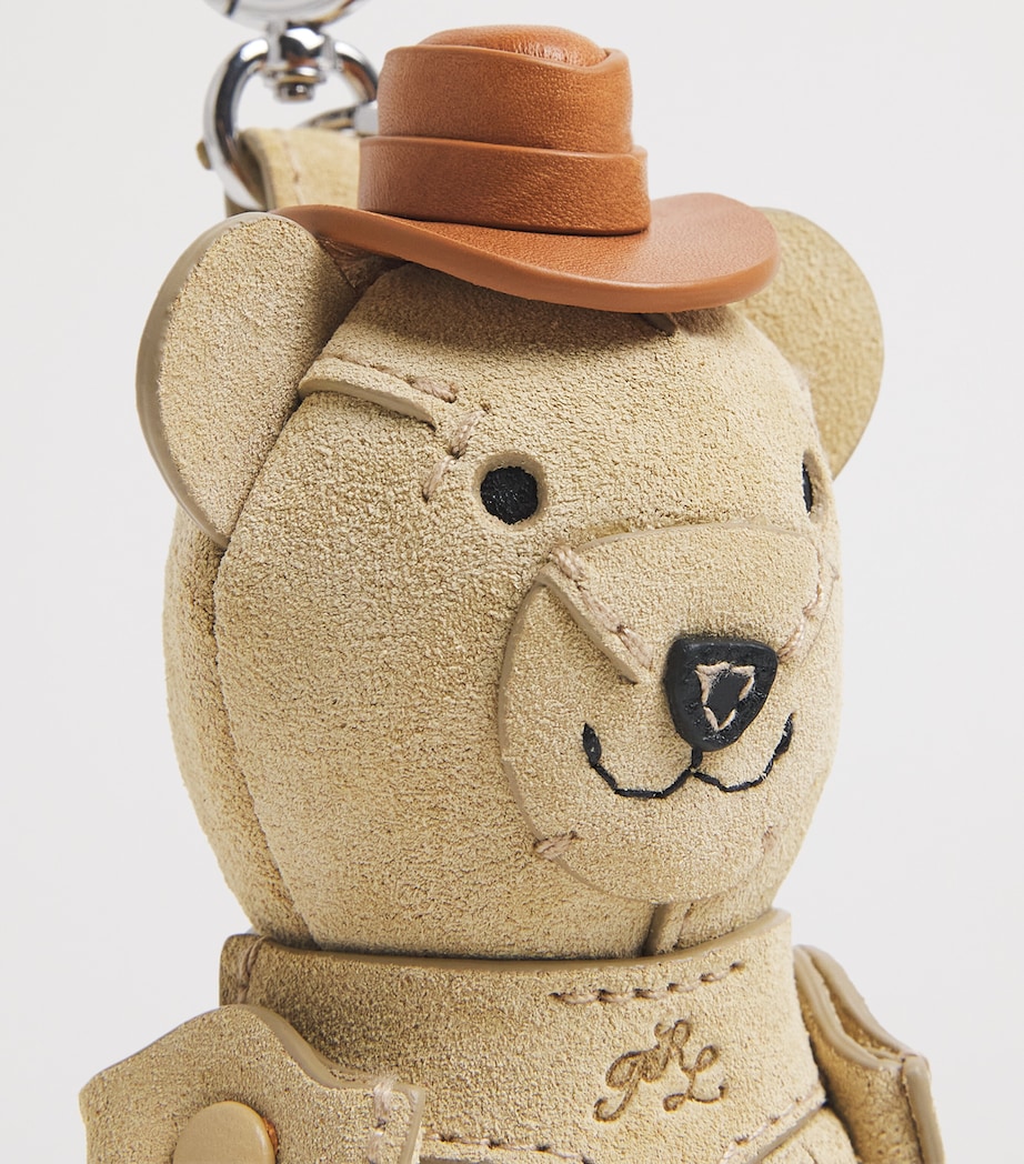 Polo Ralph Lauren Suede Western Polo Bear Bag Charm Cashew Image 2