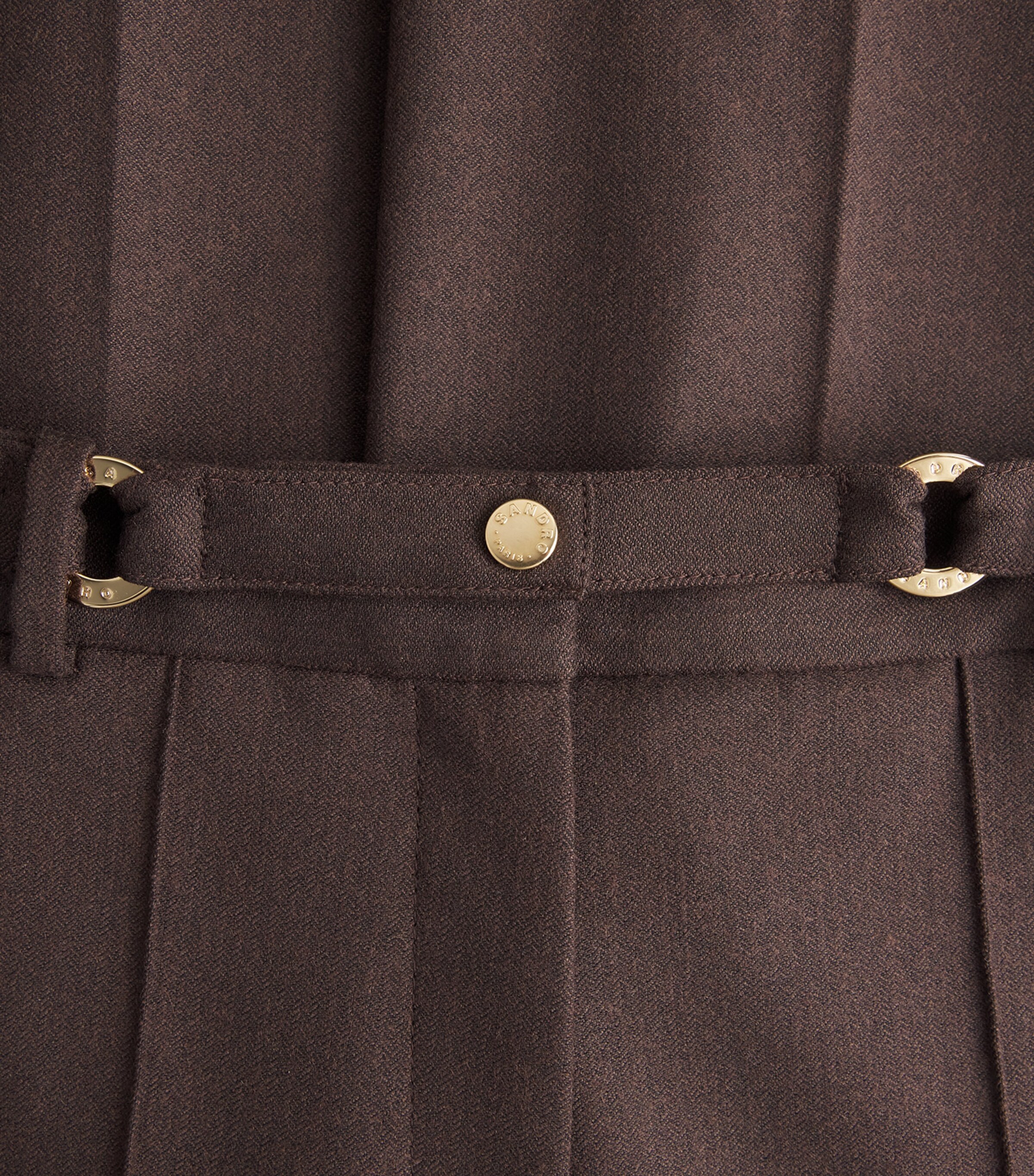 Sandro Paris Womens Wool-Blend Ring-Detail Trousers Light Brown Image 6