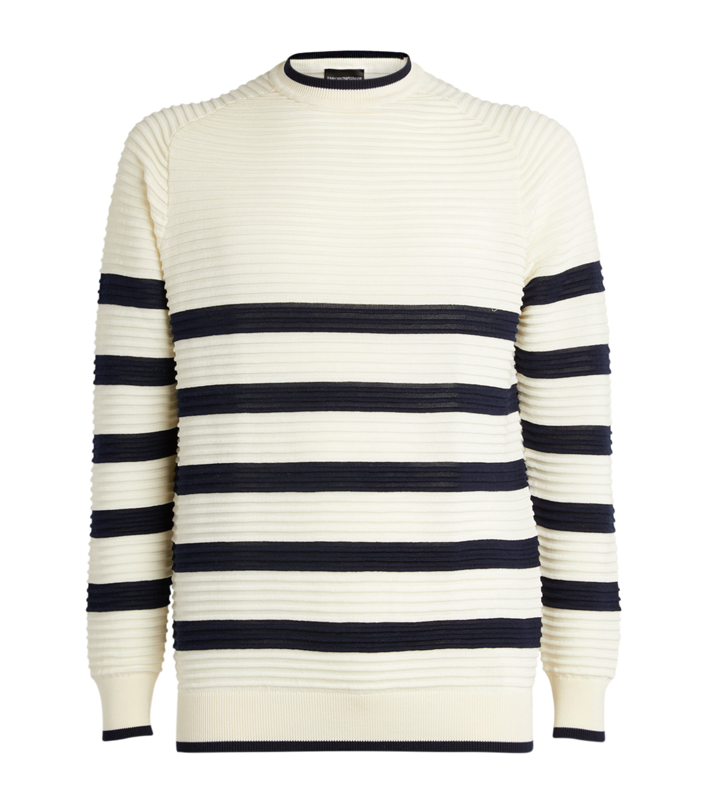 Shop Emporio Armani Ottoman-weave Striped Sweater In White