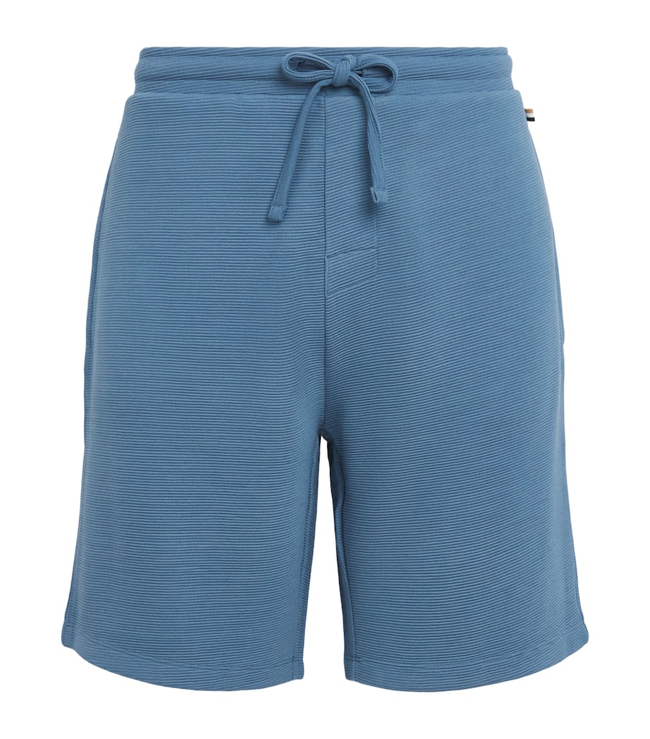 BOSS Mens Rib-Knit Logo Shorts Light/pastel Blu Image 1