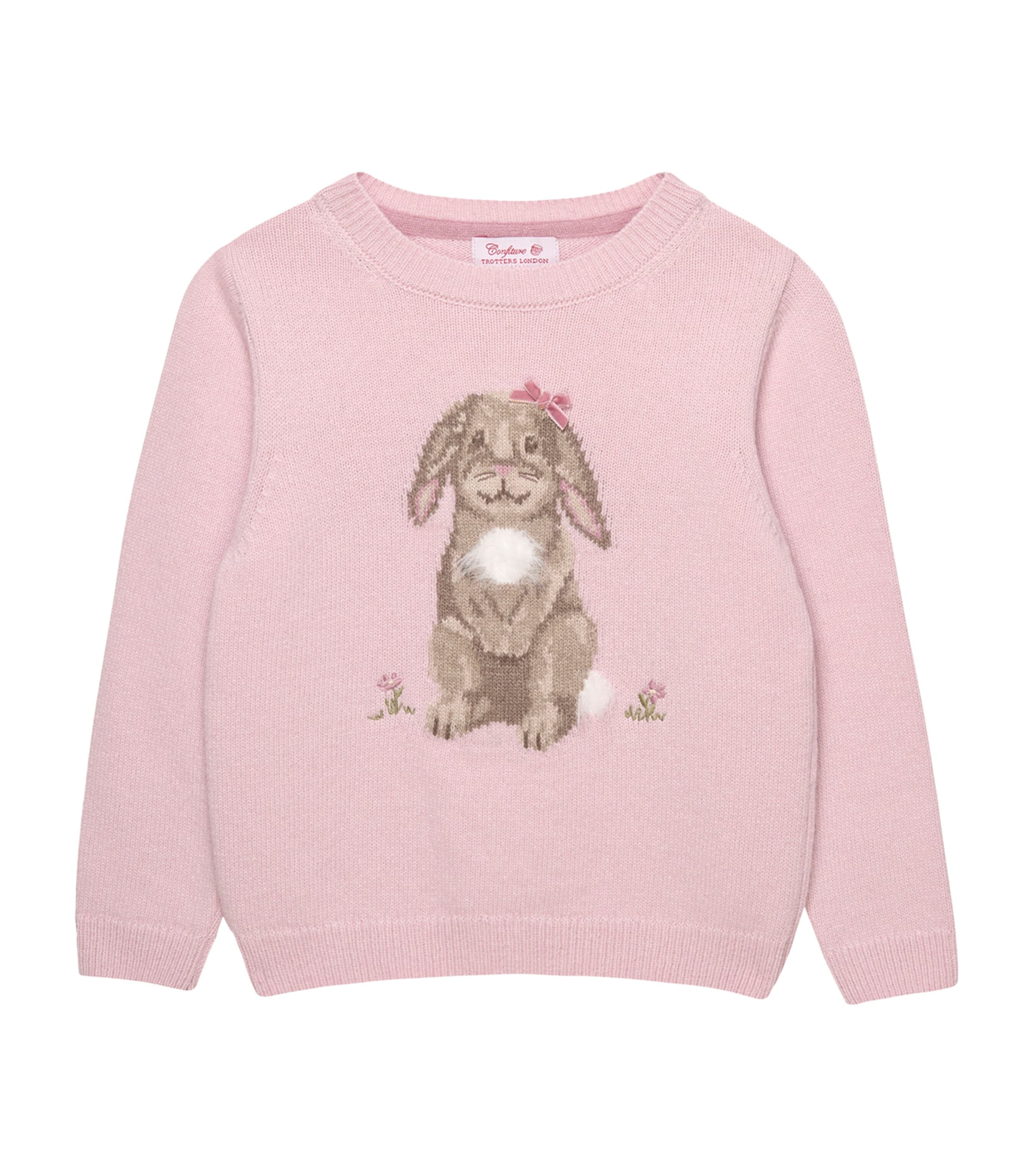 Trotters Wool-blend Betty Bunny Sweater In Pink