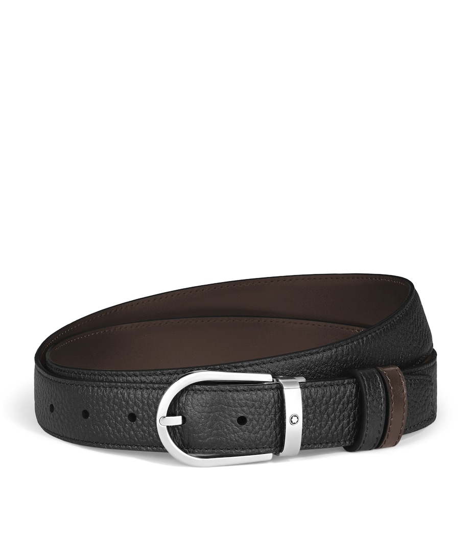 Montblanc Leather Reversible Horseshoe Belt Black/brown Image 1