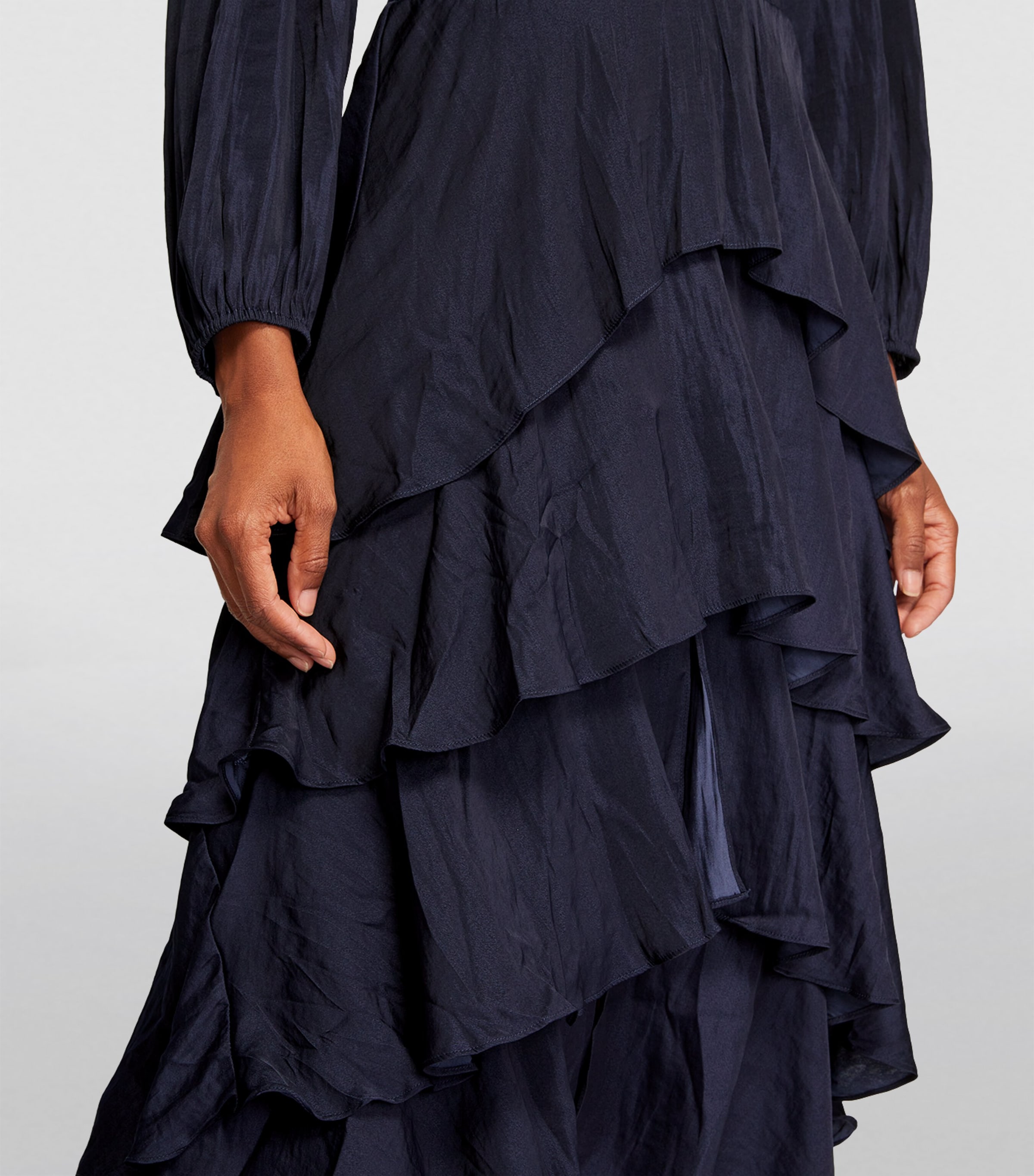 Ruffled Midi Dress NAVY Image 4