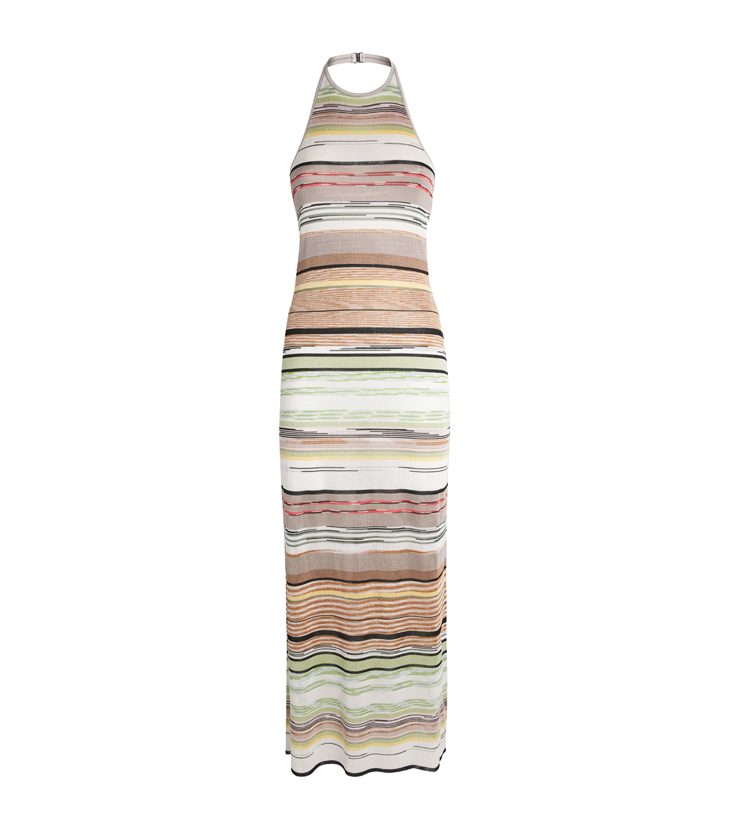 Knitted Stripe Maxi Dress SMSMN GREEN/ BROWN Image 1