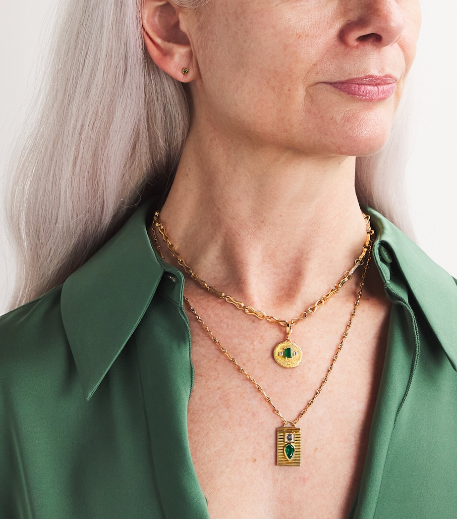 Yellow Gold and Emerald Lone Burst Single Stud Earring YELLOW GOLD Image 5