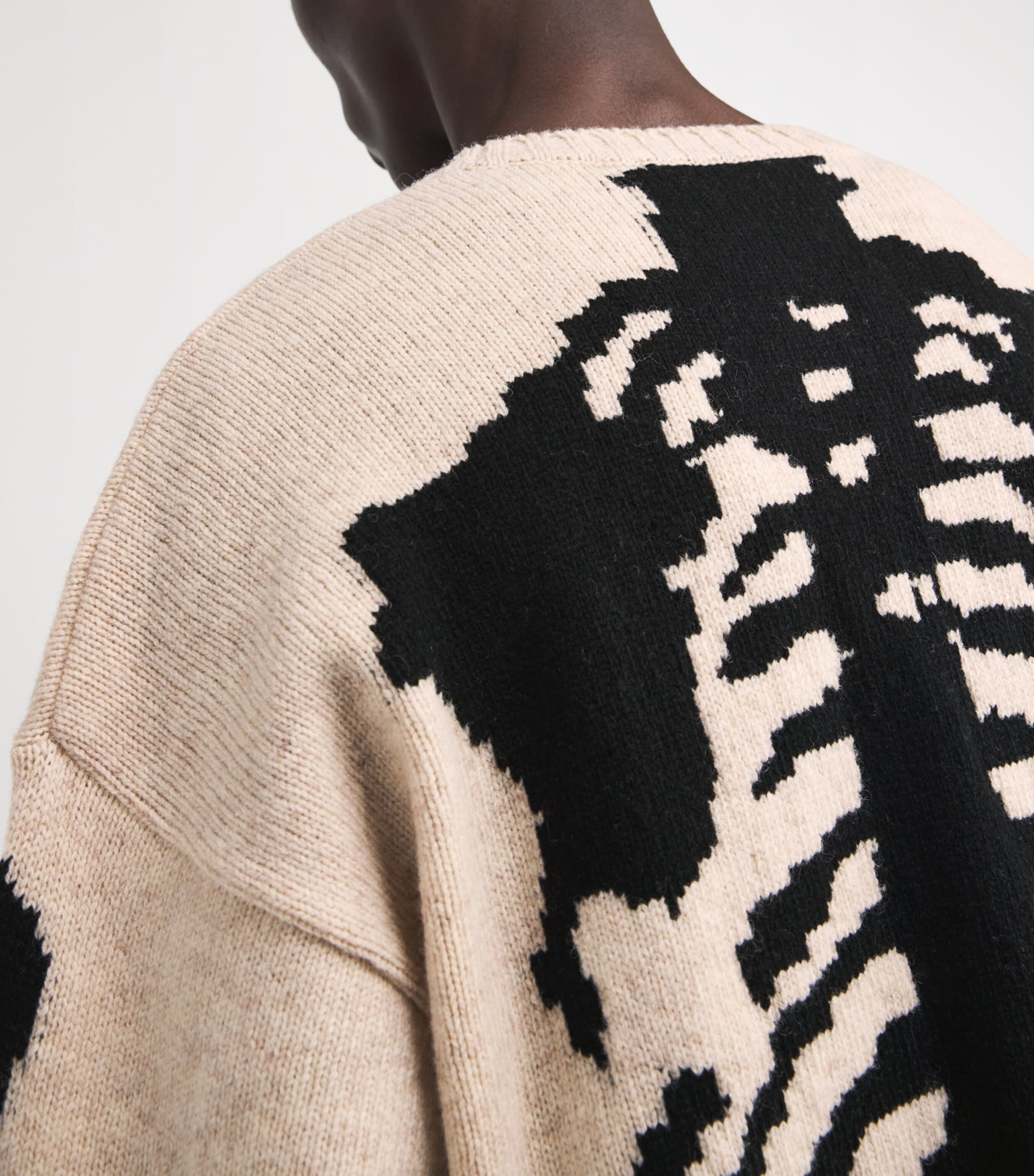 Wool Bone Intarsia Sweater ECRU Image 6