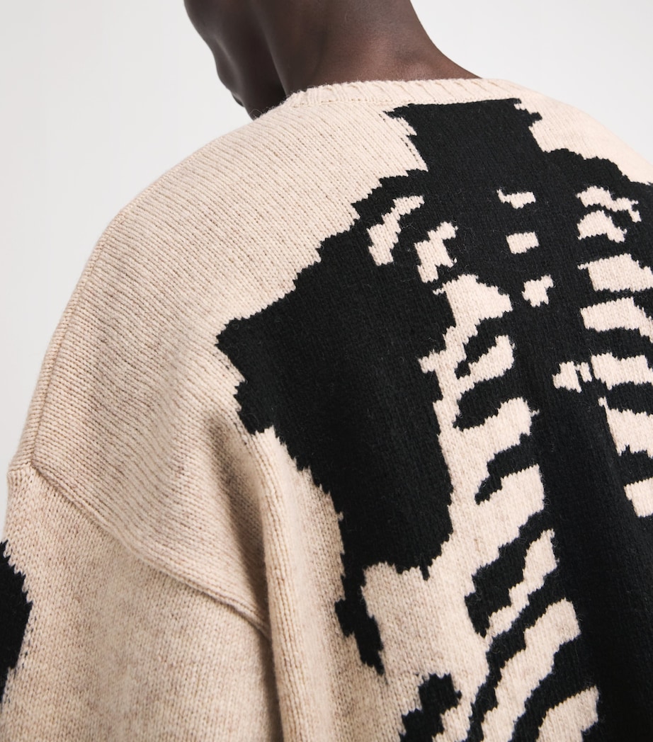 Wool Bone Intarsia Sweater ECRU Image 6