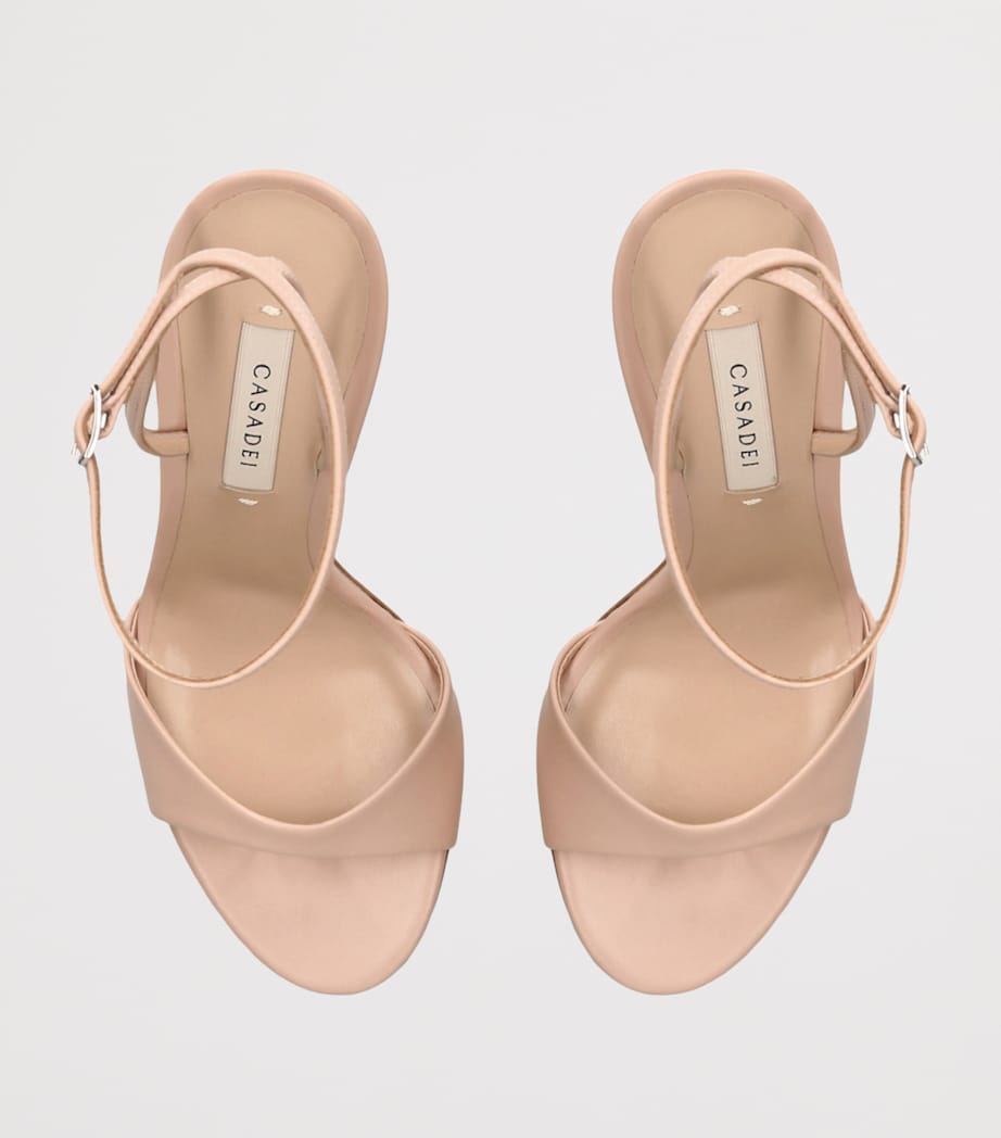 Casadei Leather Julia Jolly Heeled Sandals 100 Taupe Image 4