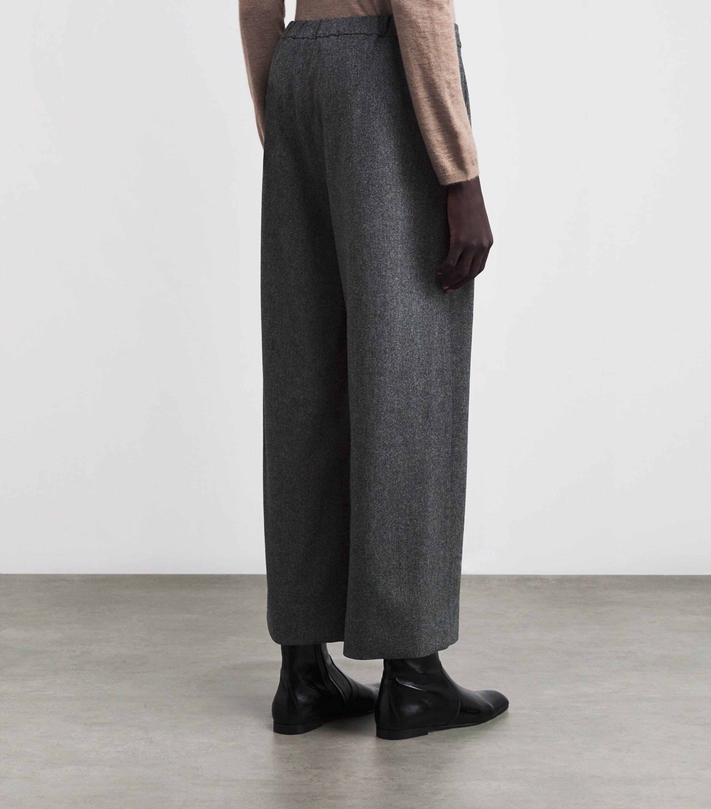 Wool-Cashmere Drawstring Trousers BLACK Image 4