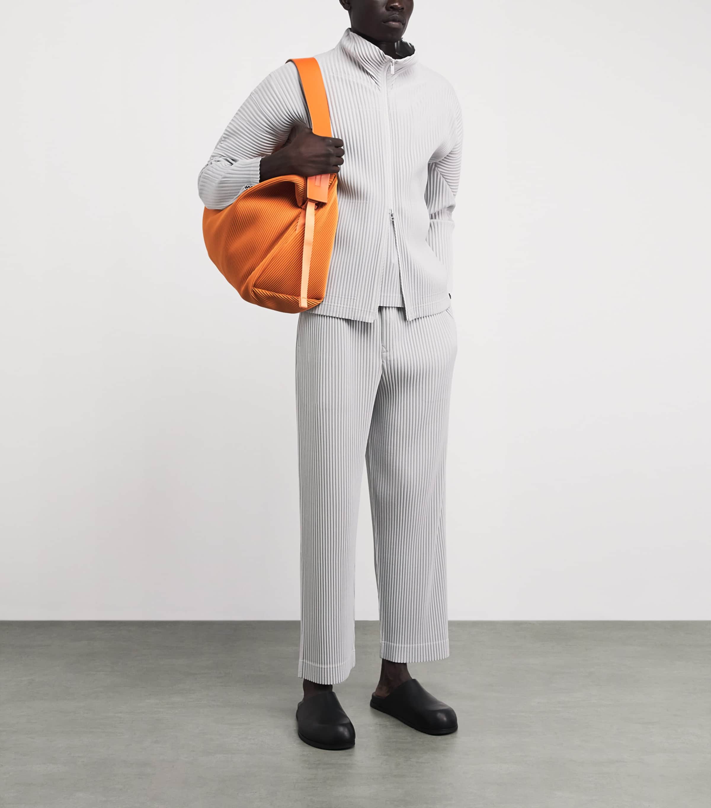 Homme Plissé Issey Miyake Mens Pleated Straight Trousers Lt. Gray Image 2