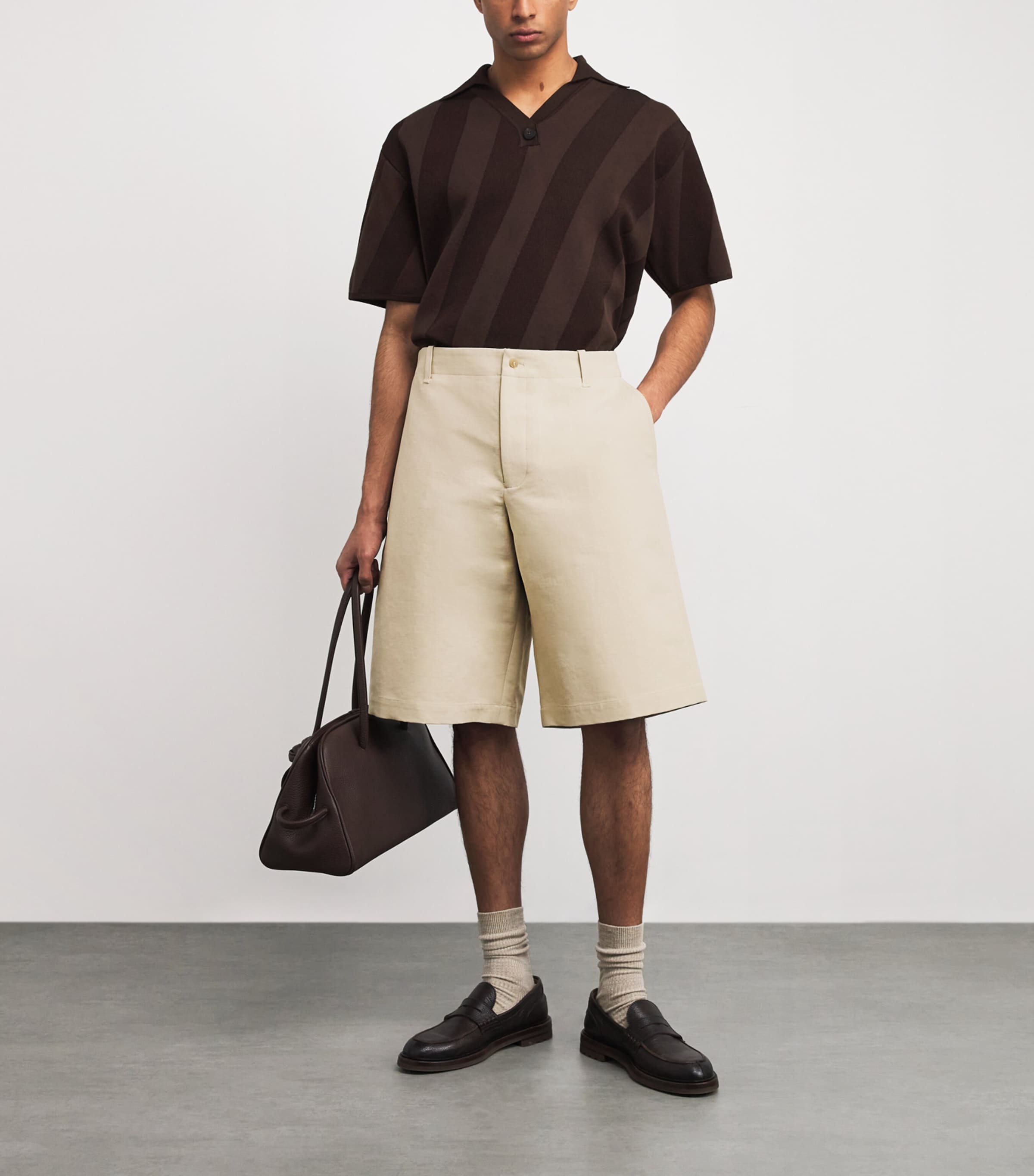 Cotton-Blend Bermuda Shorts BEIGE-150 Image 2