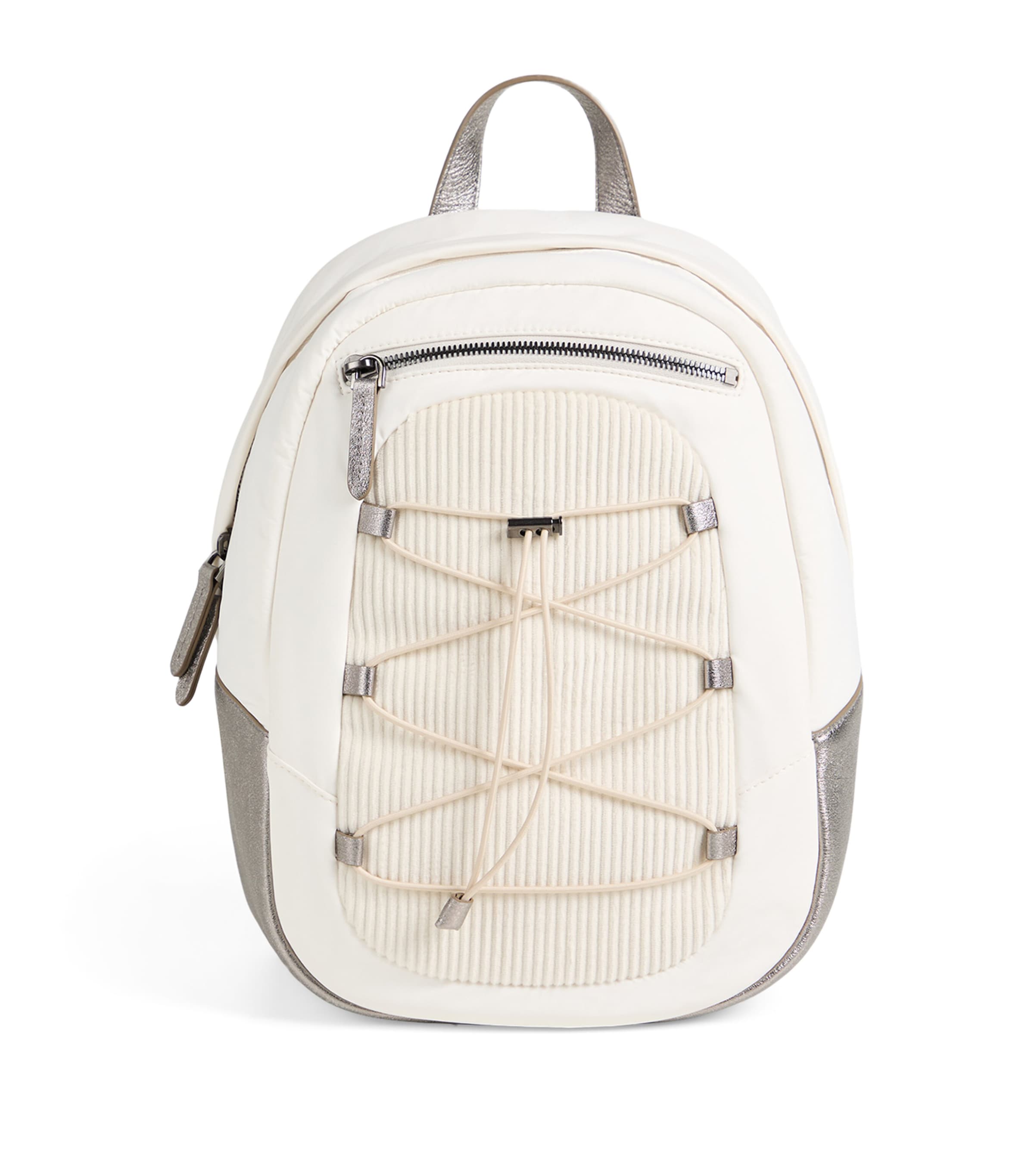 Brunello Cucinelli Kids' Nylon And Lamé Leather Backpack In Neutral