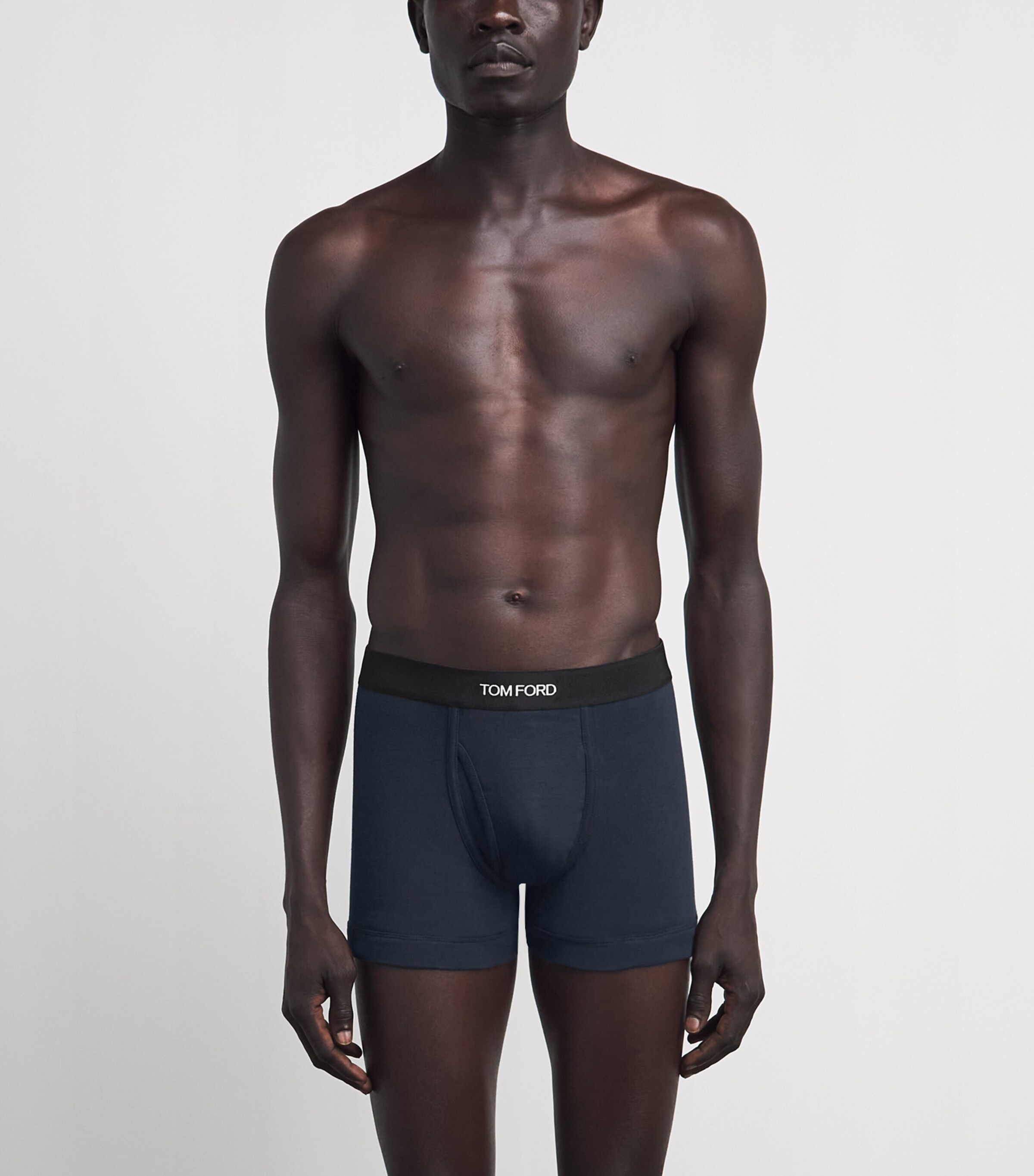 TOM FORD Mens Stretch-Cotton Logo Boxers (Pack of 2) Navy/aqua Image 2