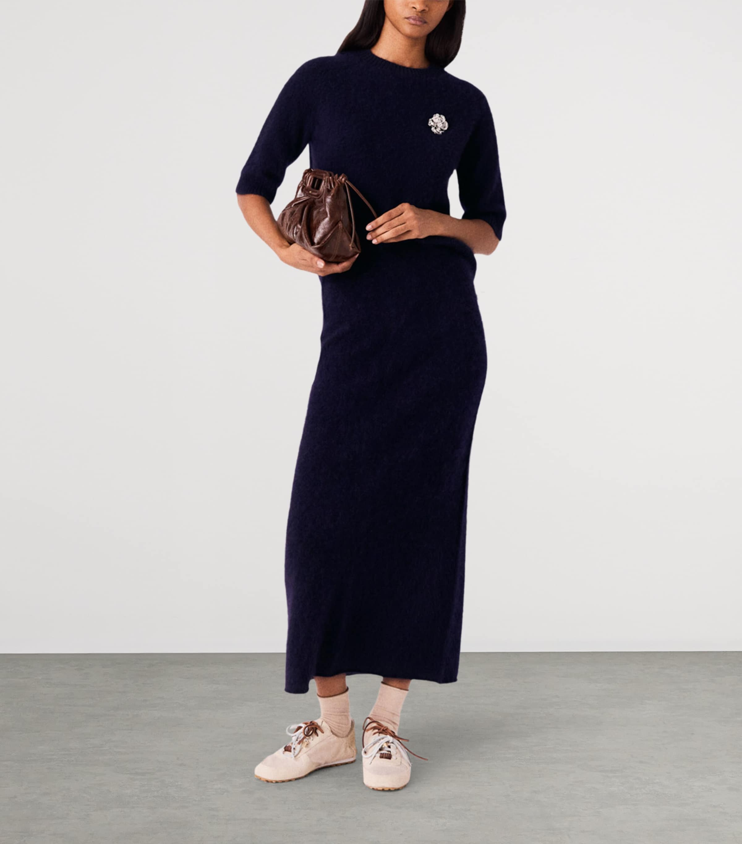 Maje Womens Wool Midi Skirt Navy Image 5