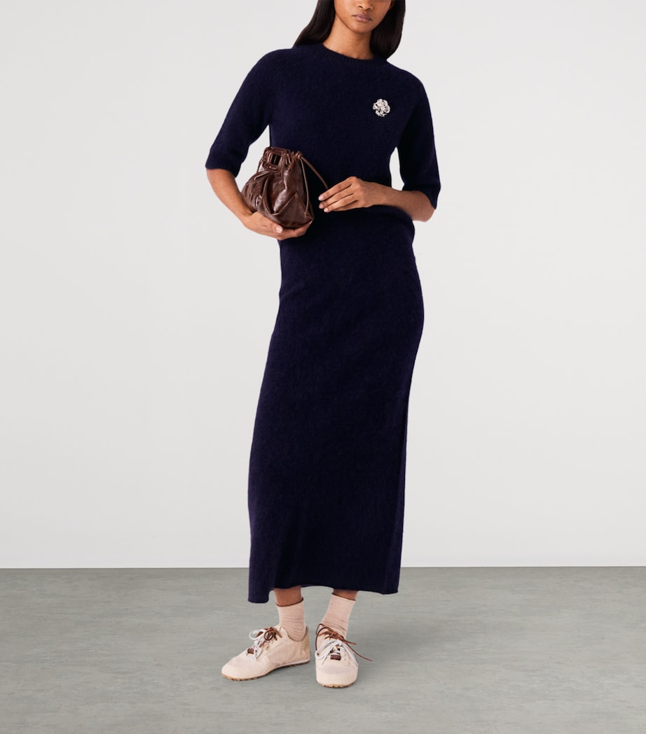 Maje Womens Wool Midi Skirt Navy Image 5